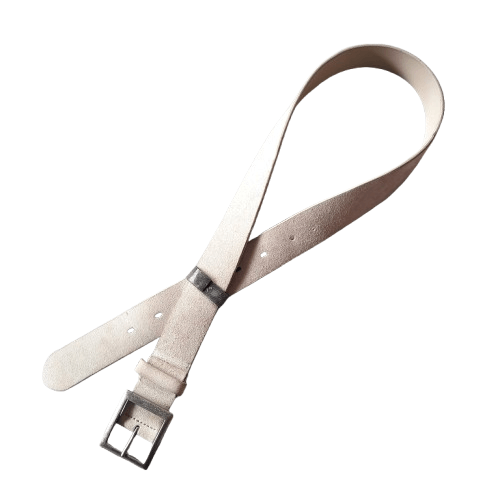 Japanese Brand ⚒️ Garrison punk style white suede leather belt Size ONE SIZE - 1 Thumbnail