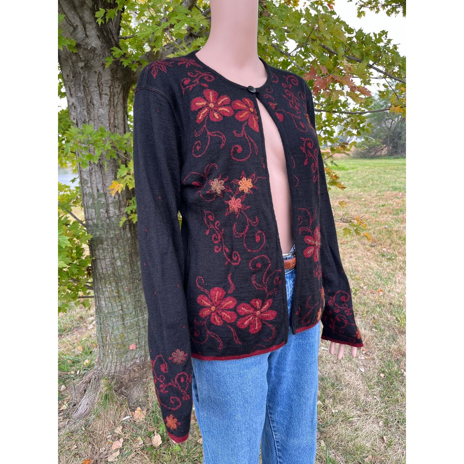 Other Alpaca Meadows Reversible Floral One Button Cardigan Size M / US 6-8 / IT 42-44 - 7 Thumbnail