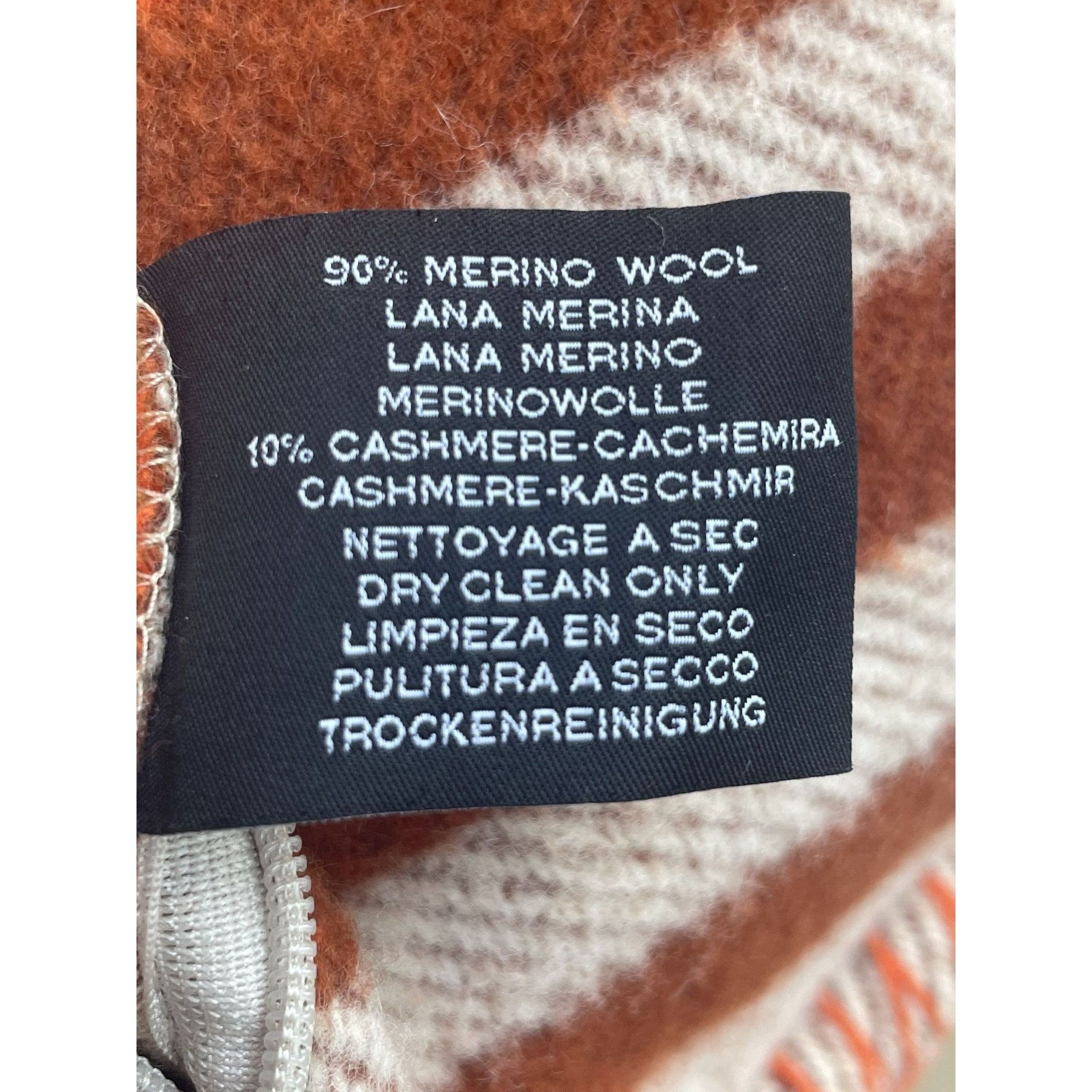 Hermes Hermes Paris Orange & Brown Geometric Wool & Cashmere Pillow Size ONE SIZE - 4 Thumbnail