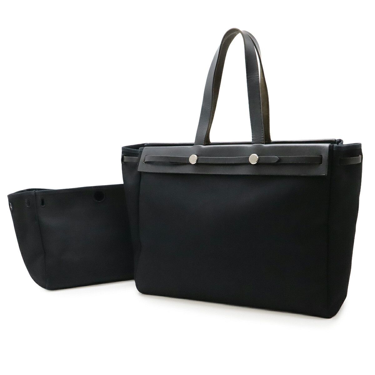 Hermes Hermes Hermes Herbag Cabas GM Toile Officier Leather Tote Bag Textile Tote Bag DUTY FREE for USA Size ONE SIZE - 1 Thumbnail