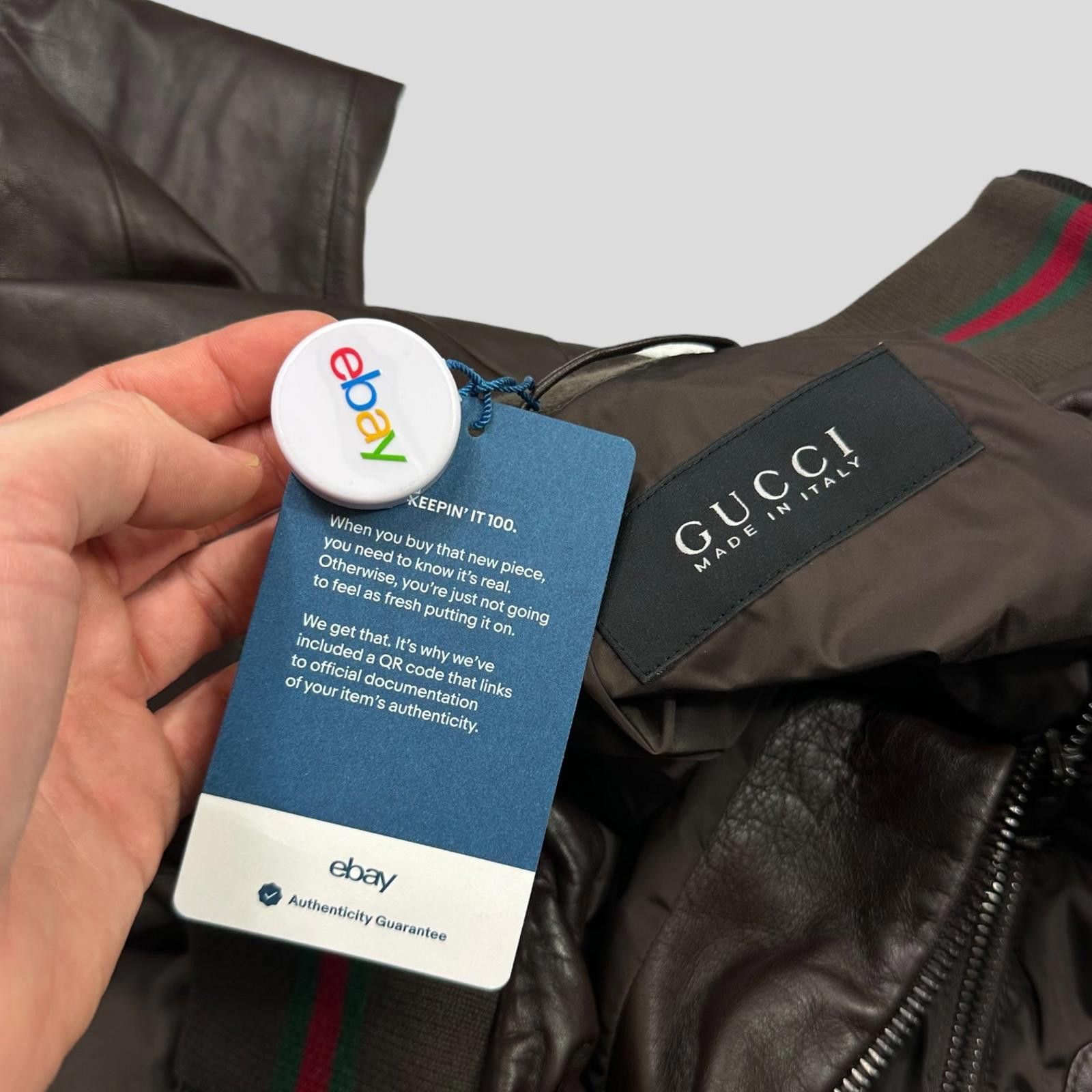 Gucci Gucci Brown Nappa Leather Hybrid Logo Bomber Jacket IT46 - S Size US S / EU 44-46 / 1 - 12 Thumbnail