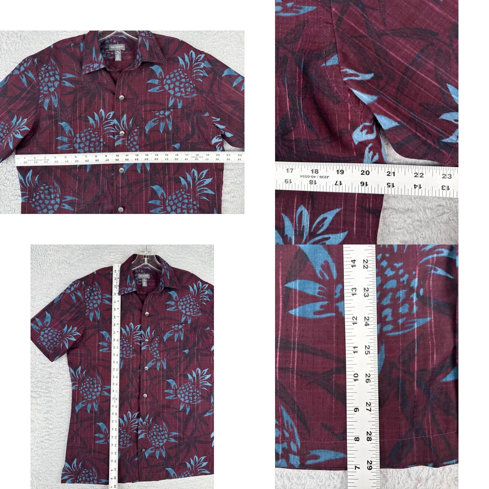 Van Heusen VINTAGE Van Heusen Shirt Adult Small Red Floral Pineapple Button Up Polyester Hawaiian Size US S / EU 44-46 / 1 - 8 Thumbnail