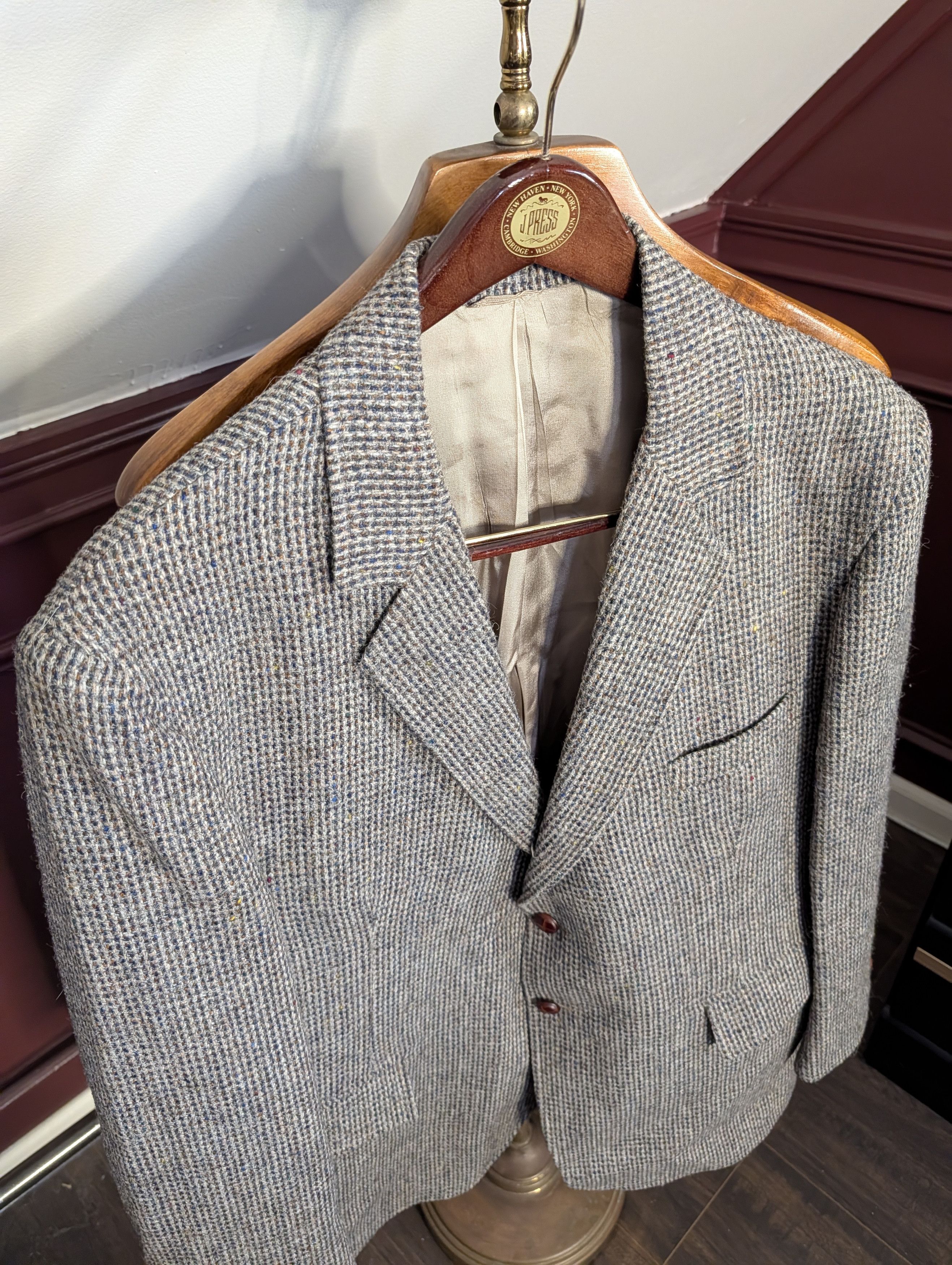 Harris Tweed Vintage speckled knit Scottish wool custom jacket Size 48R - 2 Thumbnail