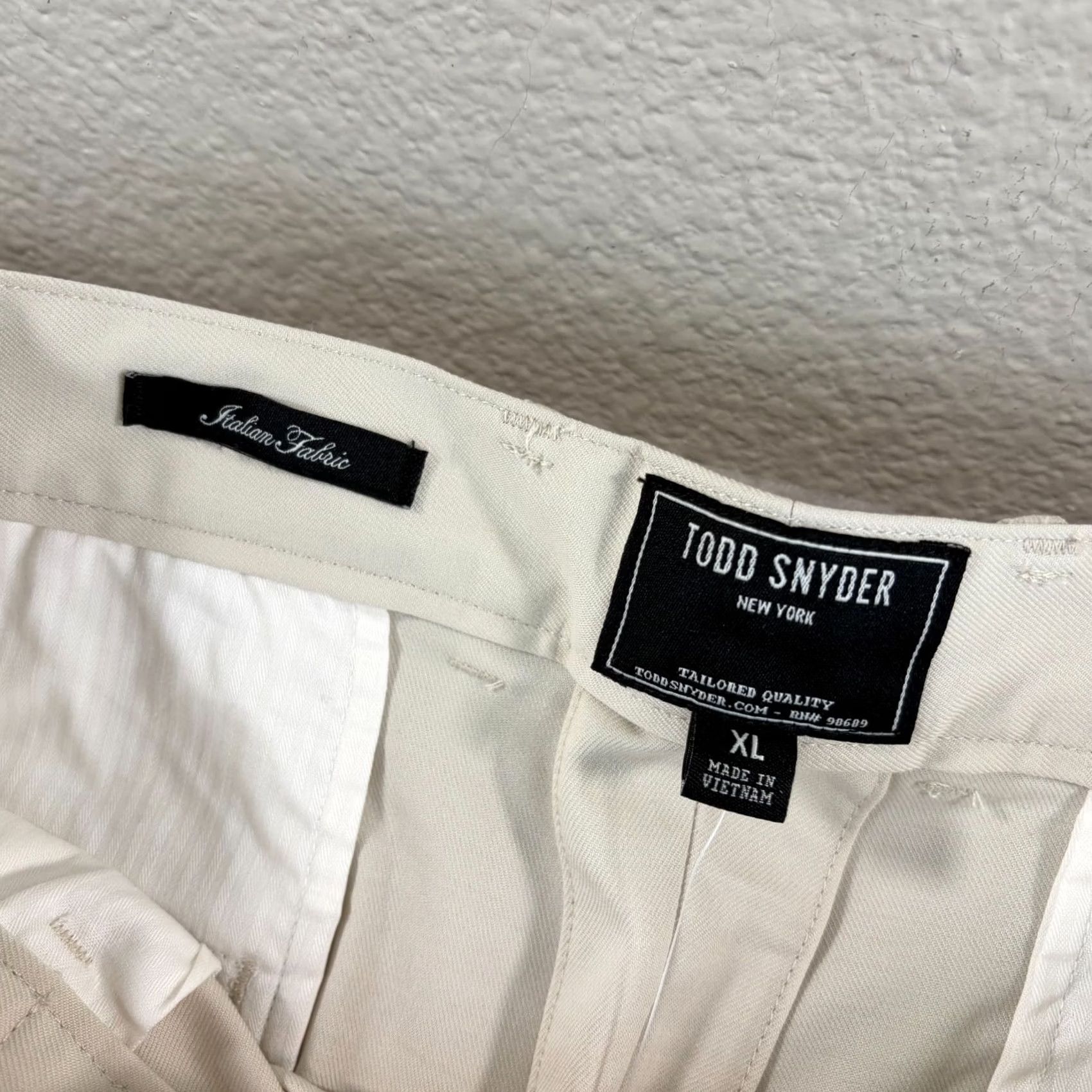 Todd Snyder Todd Snyder Italian Wool-Cotton Modern Trousers Coastal White Men XL NWT Dress Pants Formal Workwear Slim Straight Front Pockets Button Zip Fly Size US 36 / EU 52 - 2 Thumbnail