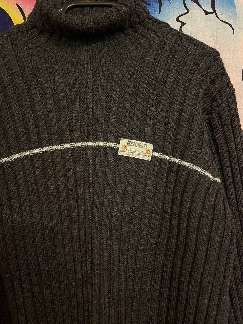Diesel Vintage Diesel knit wool mens sweater in dark gray y2k Size US M / EU 48-50 / 2 - 2 Thumbnail