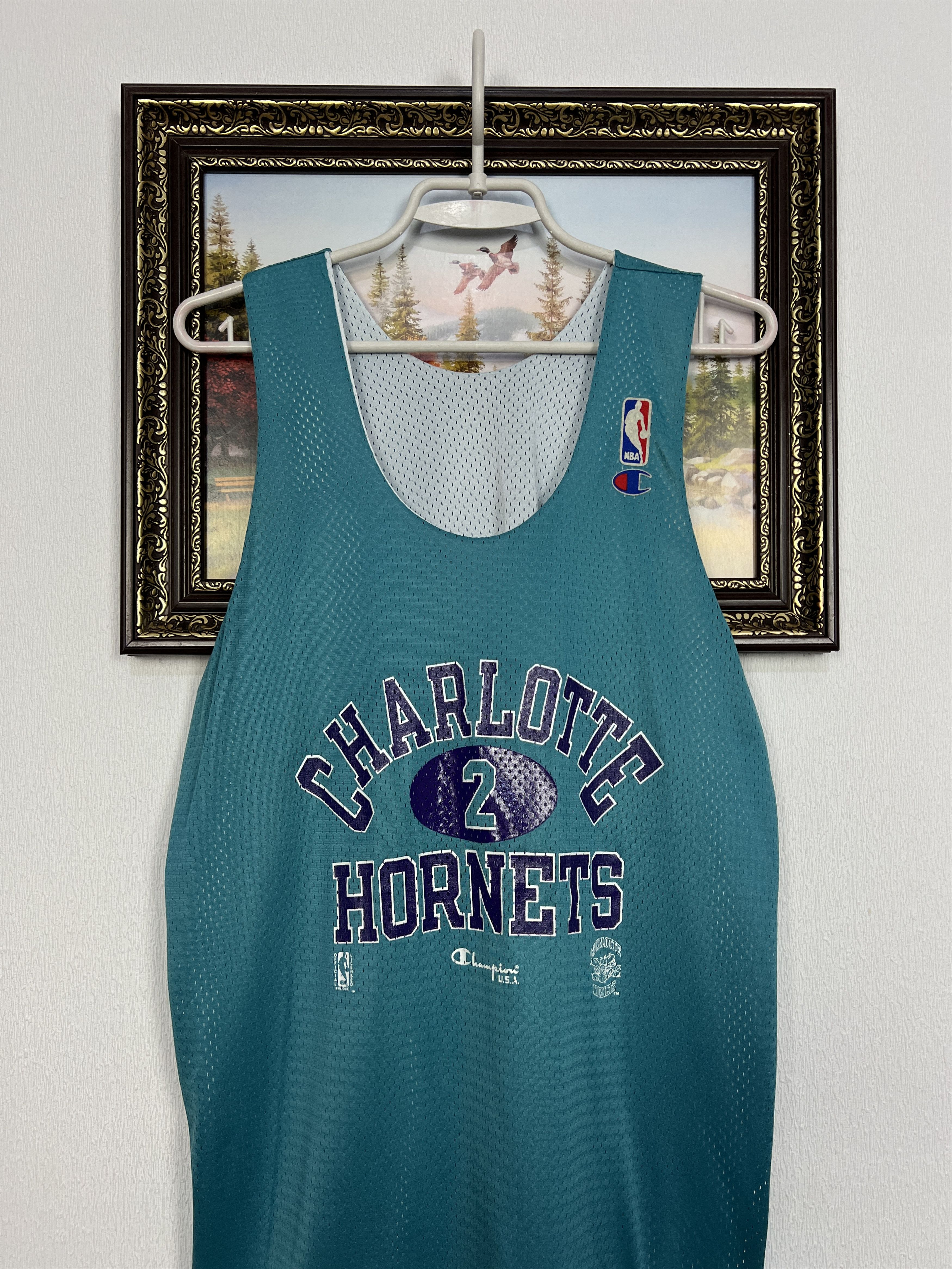 Champion Vintage Charlotte Hornets NBA Double Sided Jersey Warm Up Size US L / EU 52-54 / 3 - 2 Thumbnail