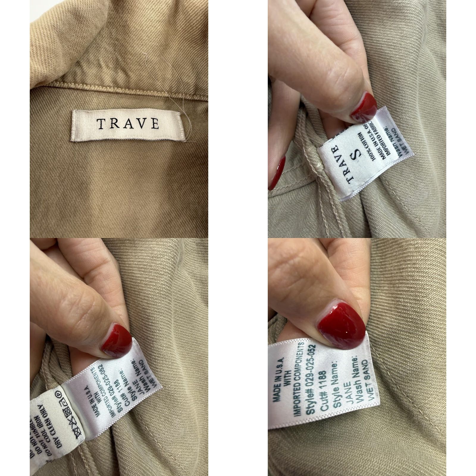 Vintage Trave Jacket Womens Small Beige Jane Cropped Twill Snap Front Utility Chore Size S / US 4 / IT 40 - 9 Thumbnail
