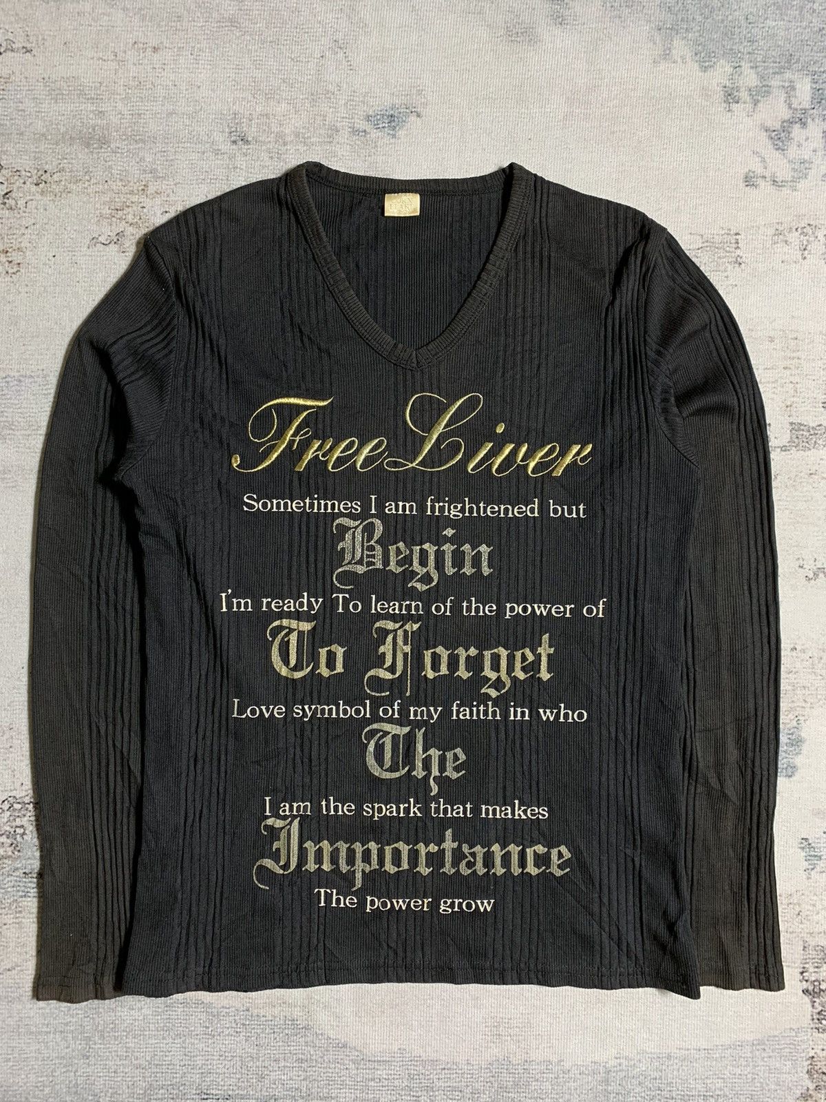 image of 14Th Addiction x Hysteric Glamour Japan-Corn Flake Poem Long Sleeve Lgb Style in Black (Size Medium