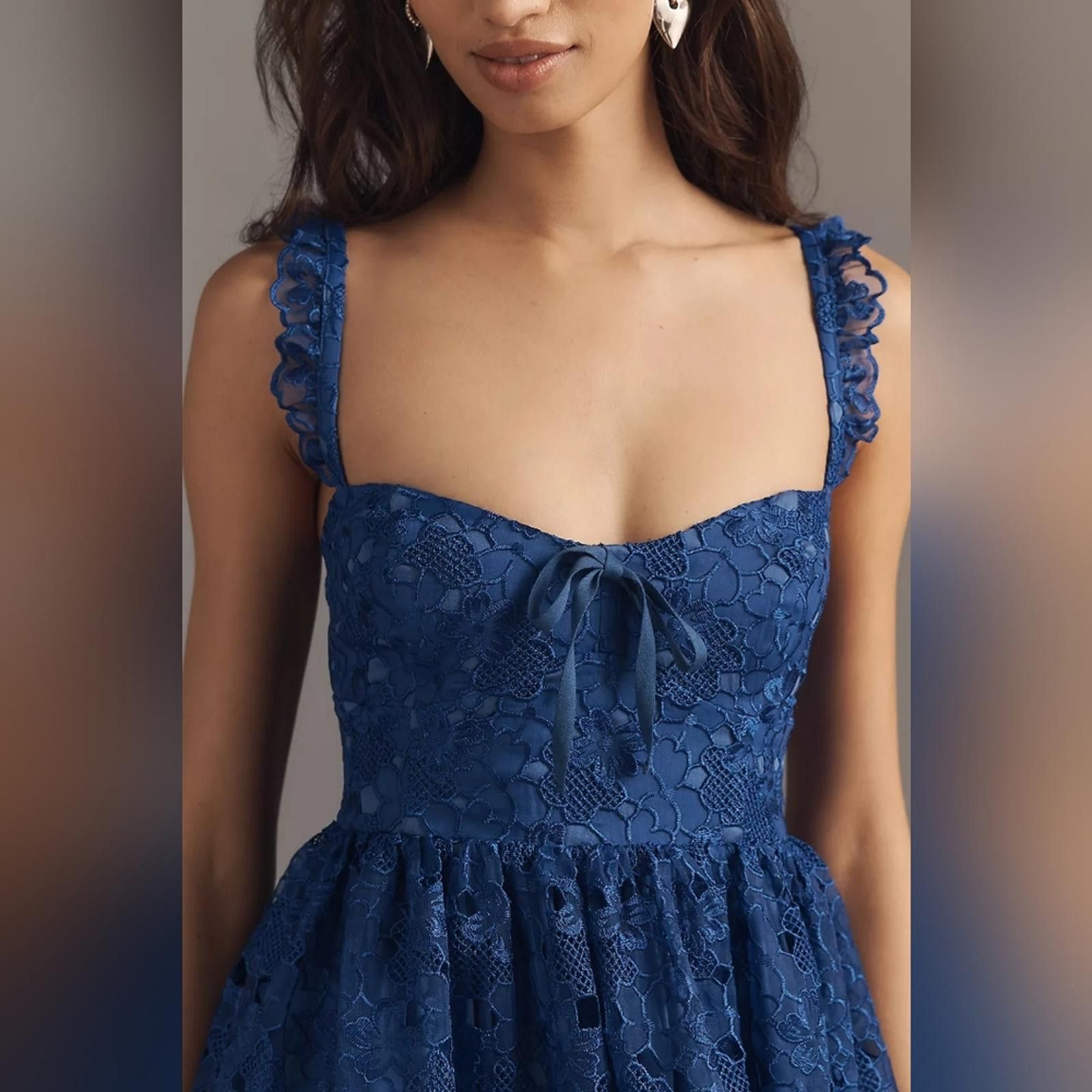 By Anthropologie Ruffle-Strap Corset Lace Mini Dress