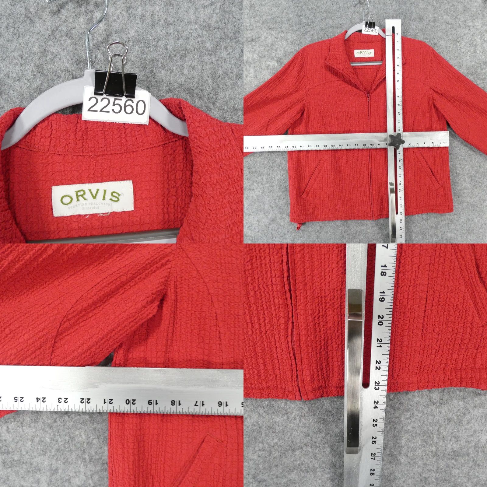 Orvis Orvis Blazer Womens Large Long Sleeve Zip Up Red Lightweight Rutched Size L / US 10 / IT 46 - 8 Thumbnail