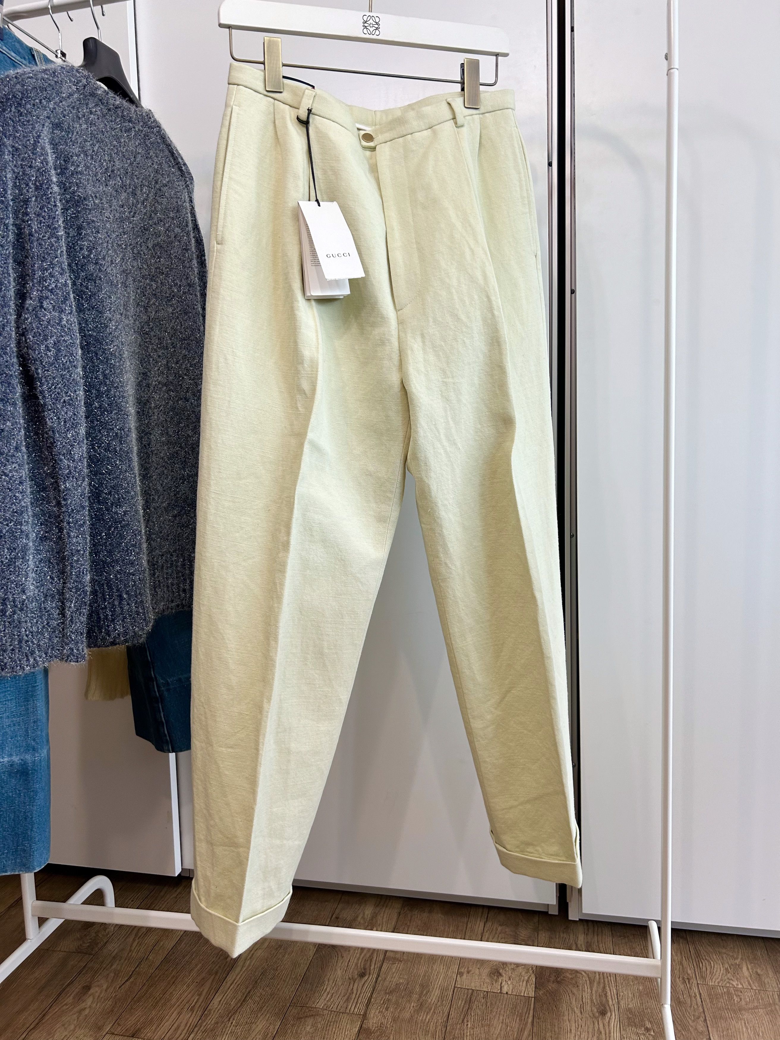 Gucci GUCCI Pale Yellow Pleated Trousers Size US 32 / EU 48 - 2 Thumbnail