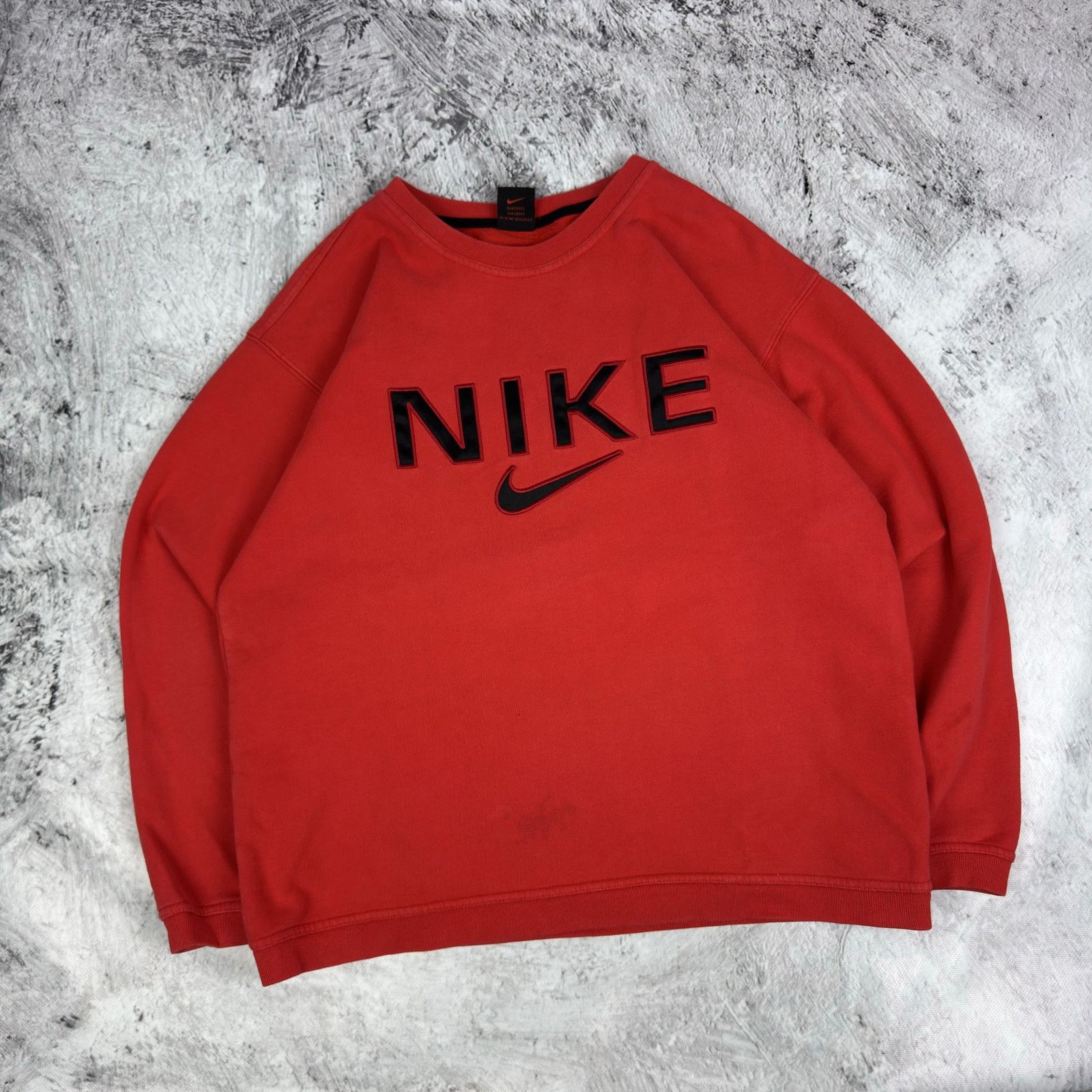 Nike Nike Red Cotton Fleece Lined Spellout Sweatshirt L (12-14) Size L / US 10 / IT 46 - 1 Thumbnail