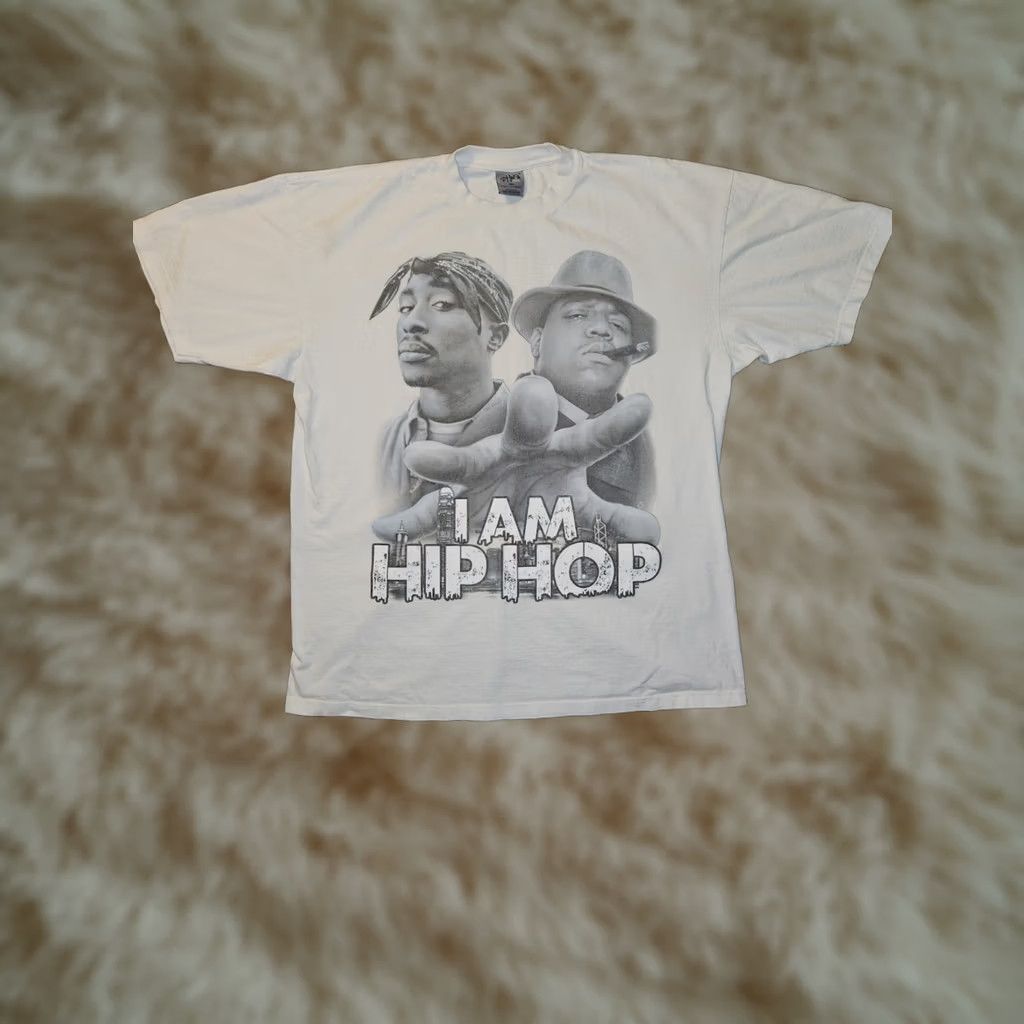 Vintage Shaka Wear T-Shirt Graphic Print Men's 3XL White I Am Hip Hop Shirt Hip Hop Logo Crew Neck Short Sleeve Mens 3XL White Graphic Print Size US XXL / EU 58 / 5 - 1 Thumbnail