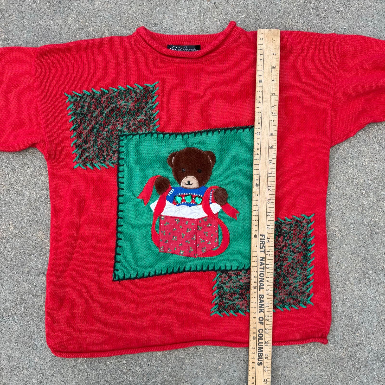Vintage 90s Red Teddy Bear Christmas Sweater Nostalgia SMALL Size S / US 4 / IT 40 - 7 Thumbnail