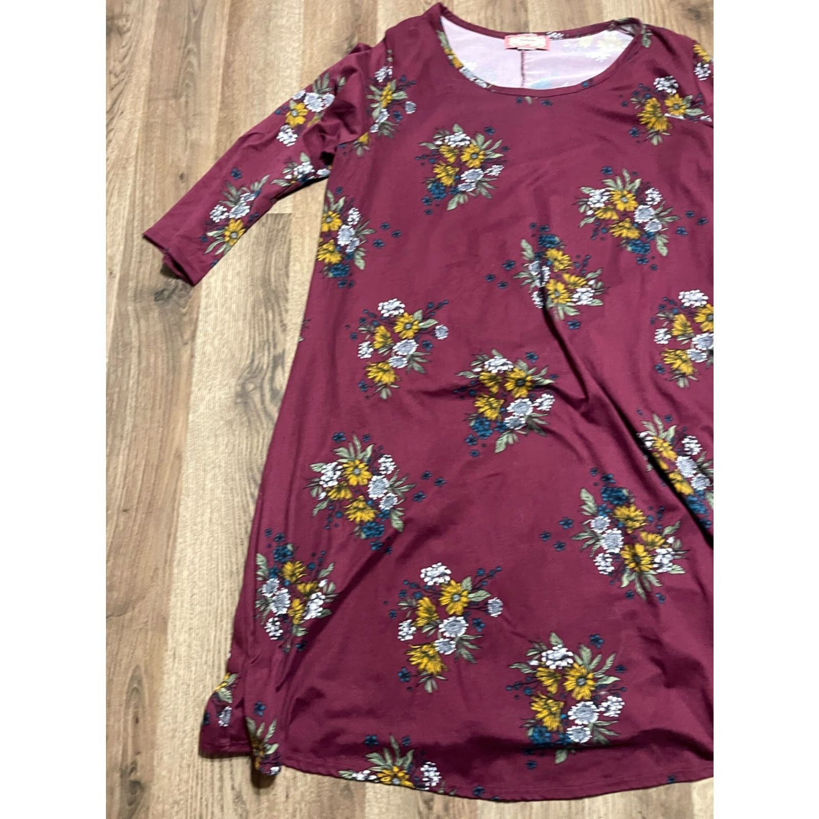 Vintage C'est La Vie Dress Women's Plus 2X Purple Floral Long Sleeve Size XXL / US 16-18 / IT 52-54 - 3 Thumbnail