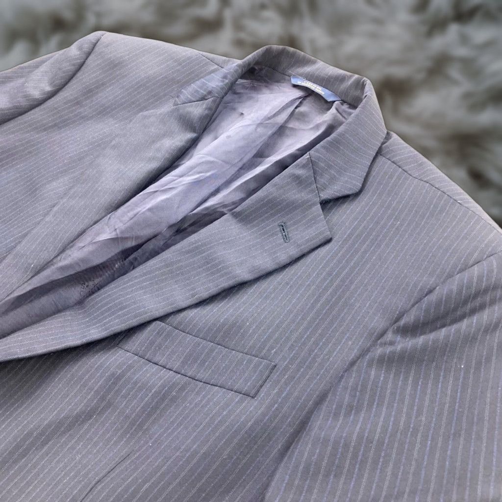 Brooks Brothers Madison 1818 Blazer Wool Saxxon 46 L Navy Striped Men’s Jacket/Coat Two Button