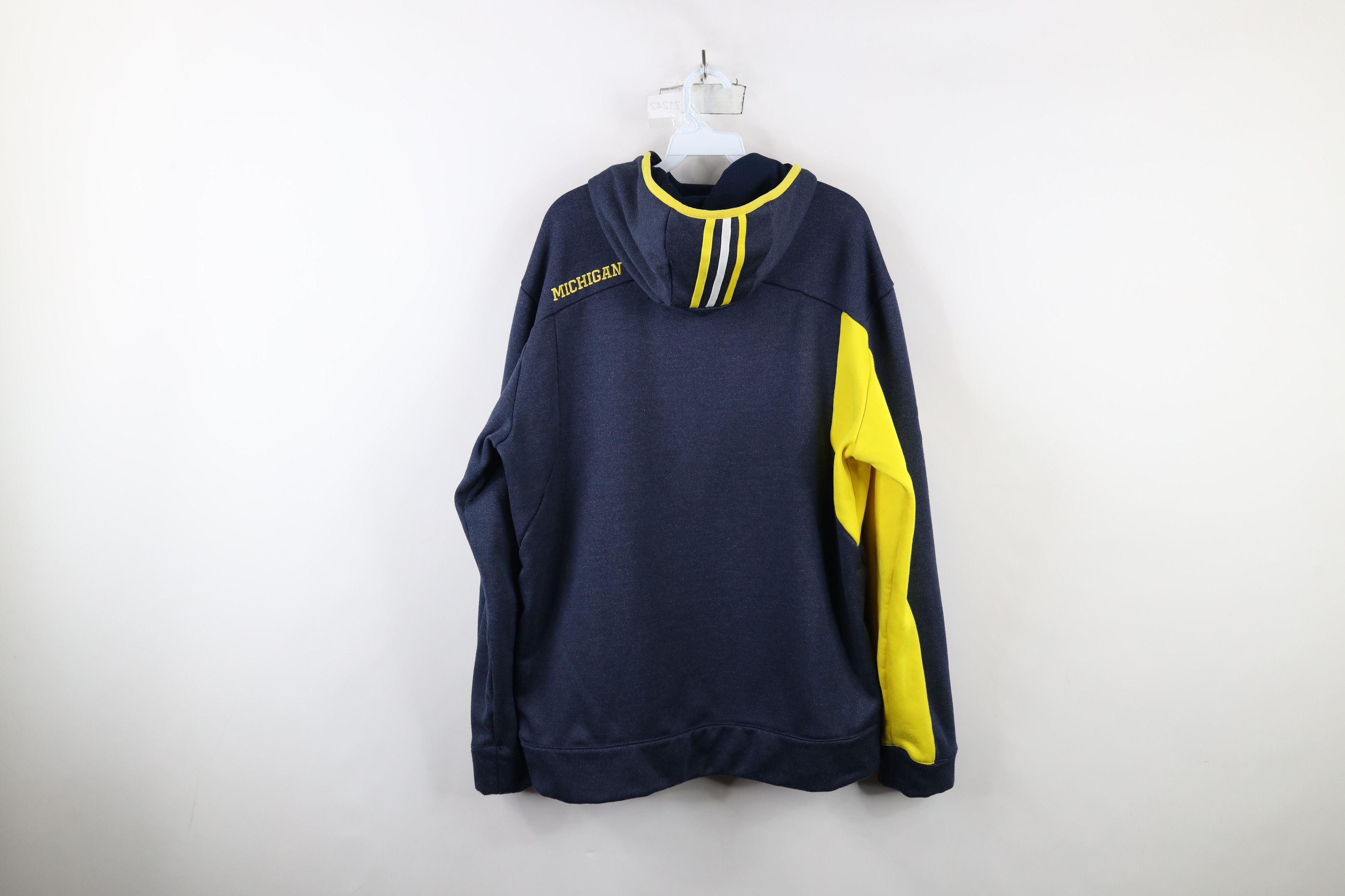 Adidas × Vintage Adidas University of Michigan Football Half Zip Hoodie Blue Size US L / EU 52-54 / 3 - 14 Thumbnail