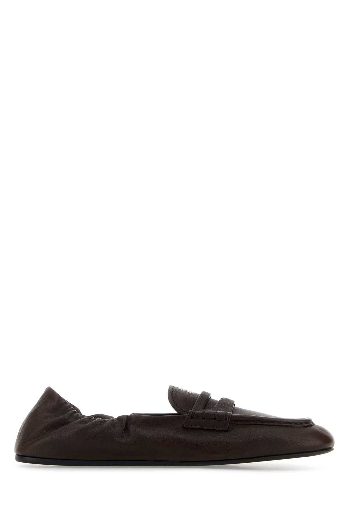 Miu Miu Dark Brown Nappa Leather Ruches Loafers Size US 11 / IT 41 - 1 Thumbnail