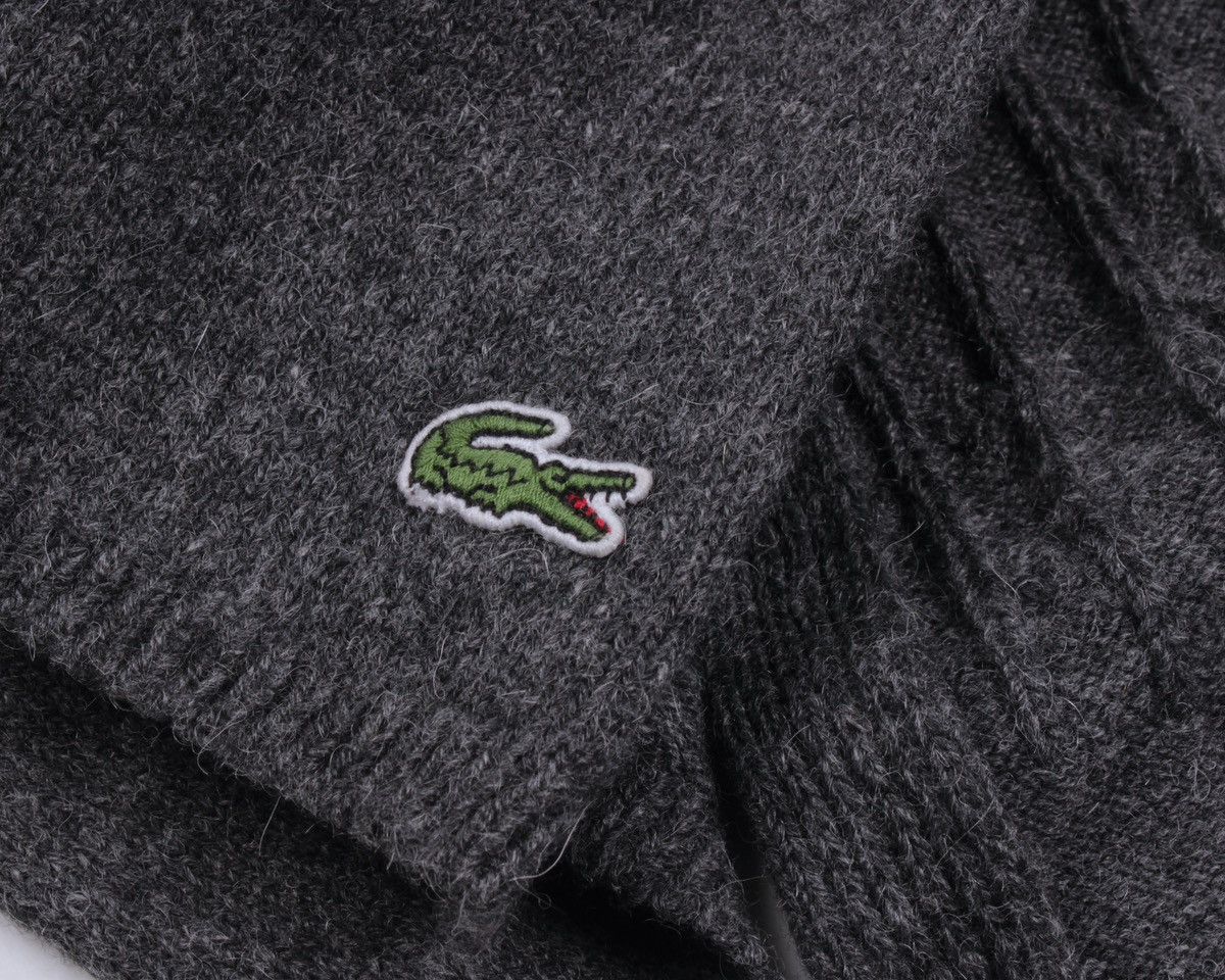 Lacoste × Vintage LACOSTE Gray Cable Knit Wool Scarf Size ONE SIZE - 7 Thumbnail