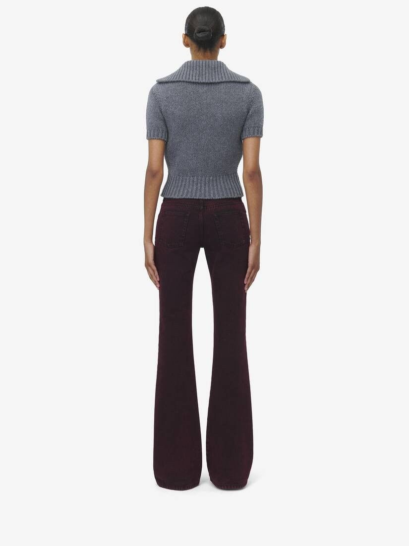 Alexander McQueen o1srvl11e0226 Overdyed Bootcut Jeans In Bordeaux Size 28" / US 6 / IT 42 - 3 Thumbnail