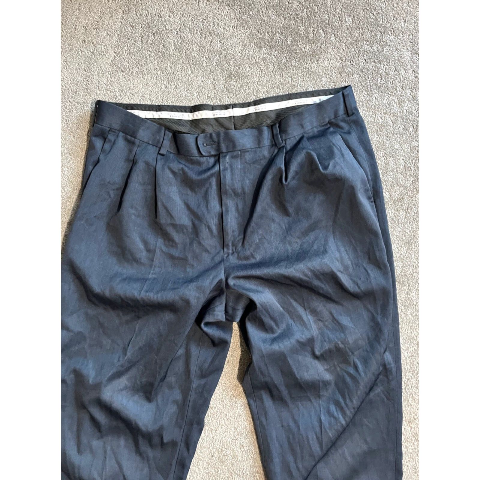 Perry Ellis Perry Ellis Portfolio Men’s Pants Slacks Navy Blue 34x28 Pleated Classic Fit Size US 34 / EU 50 - 2 Thumbnail