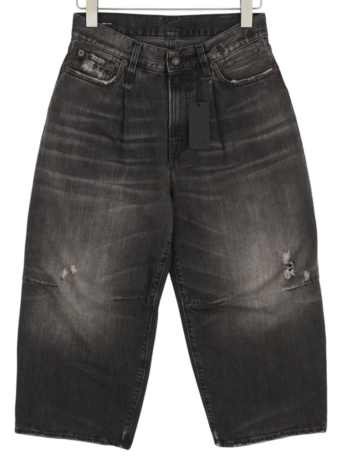 R13 CROP WIDE LEG 25 Wilson Black Distress Ankle Jeans 84410 Size 25" / US 0 / IT 36 - 2 Thumbnail