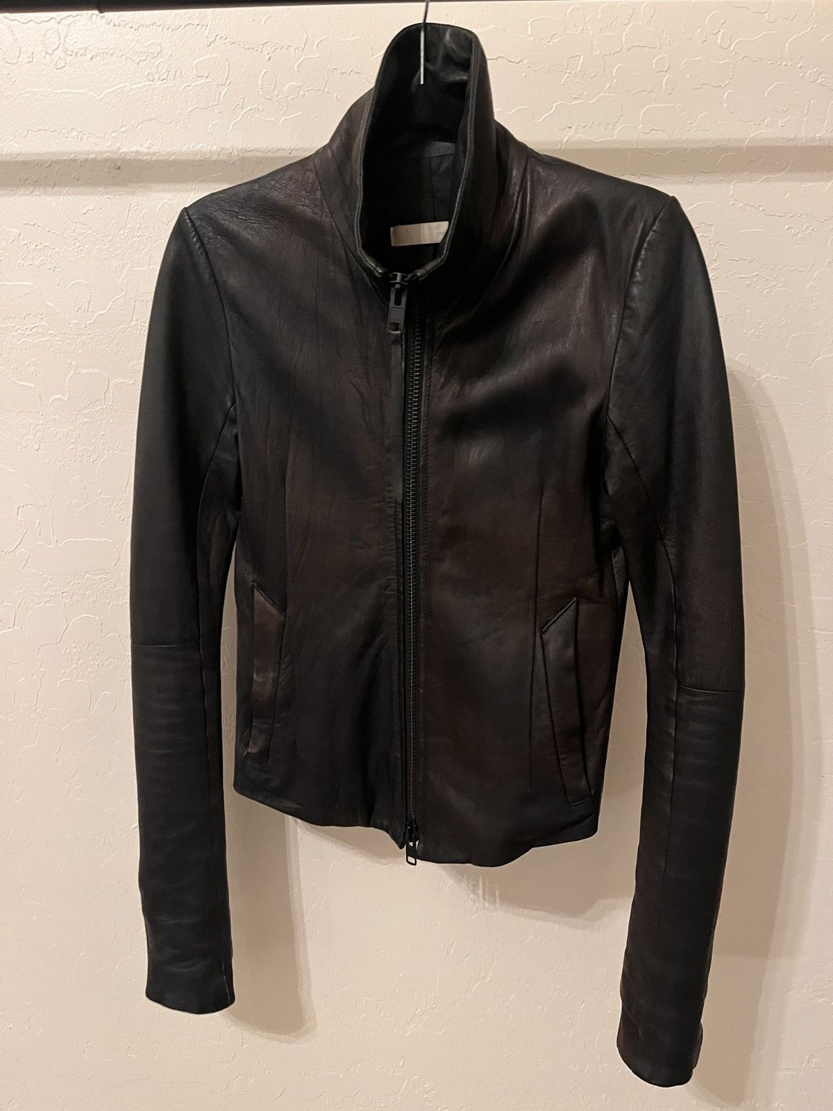 EKAM docking zip gimmick leather jacket
