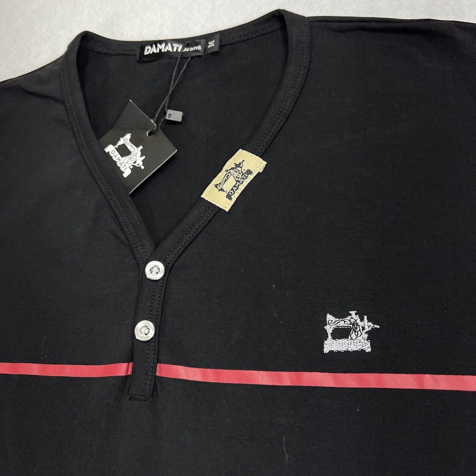 Other Damati Jeans Medium Black Striped Short Sleeve Henley TShirt Size US M / EU 48-50 / 2 - 2 Thumbnail