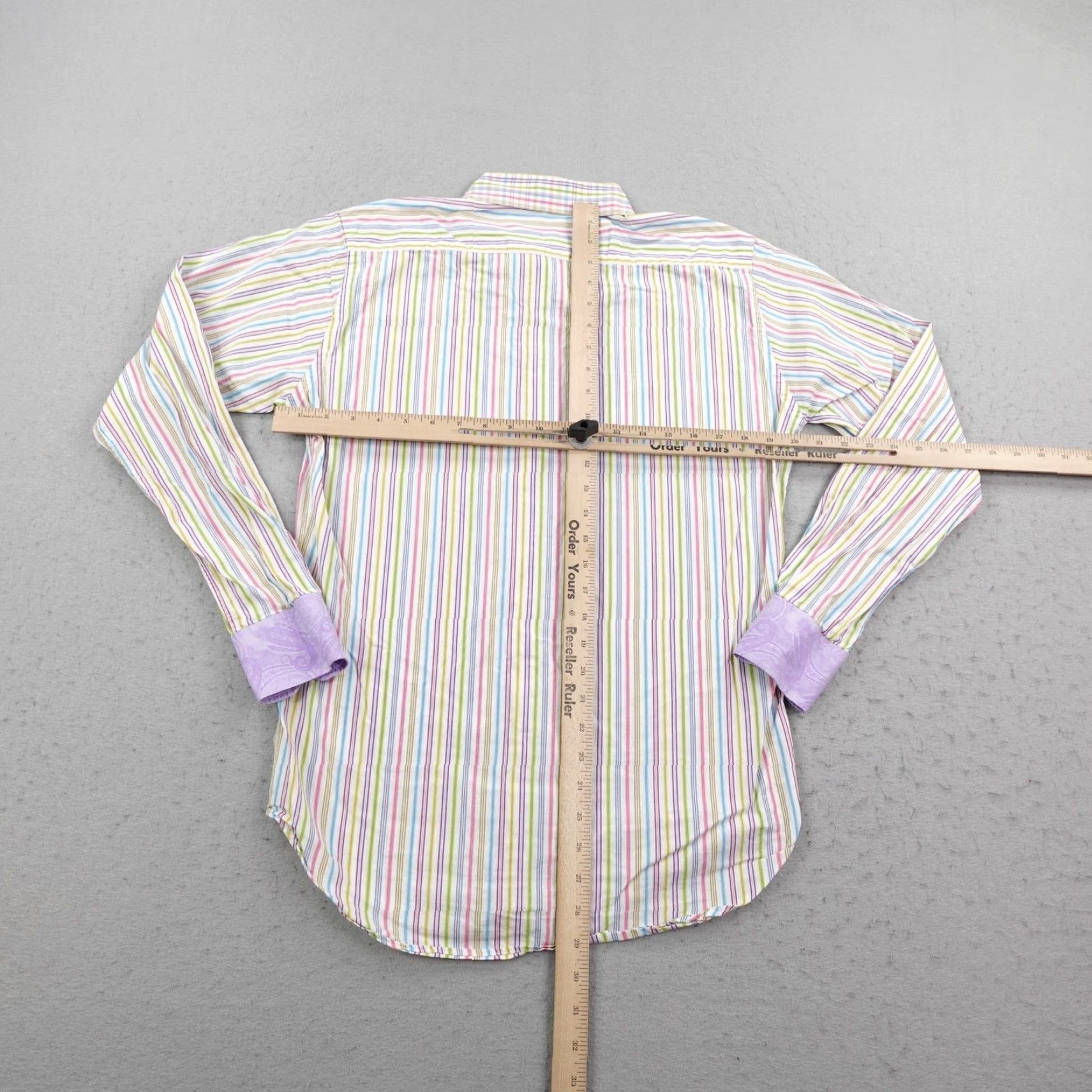 Etro Etro Dress Shirt Mens M Multicolor Striped Button-Down Collar 100% Cotton Regular Fit Long Sleeve Size 40R - 5 Thumbnail