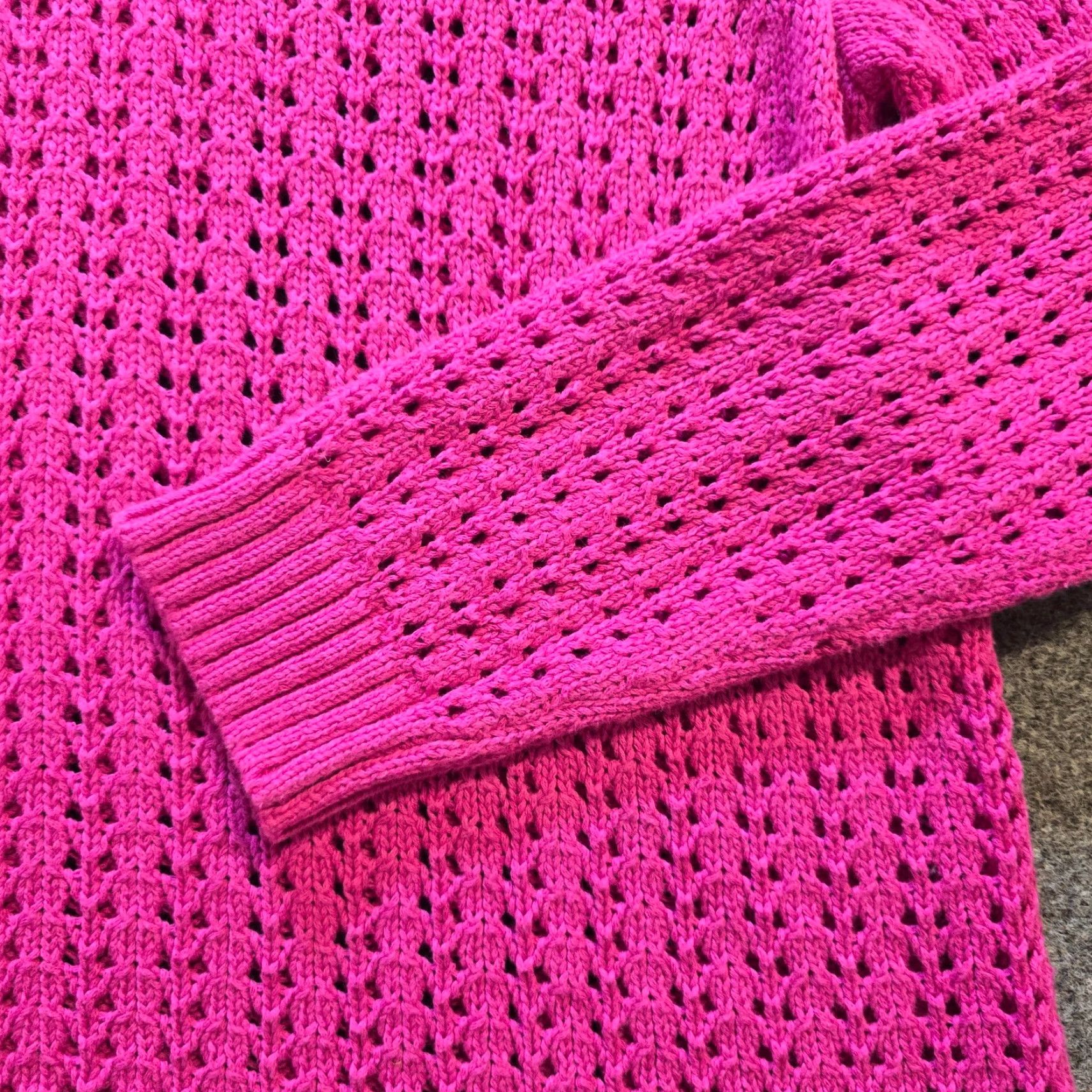 Talbots Talbots Sweater Women Large Petite Hot Pink Open Knit Long Sleeve Casual Capsule Size L / US 10 / IT 46 - 3 Thumbnail