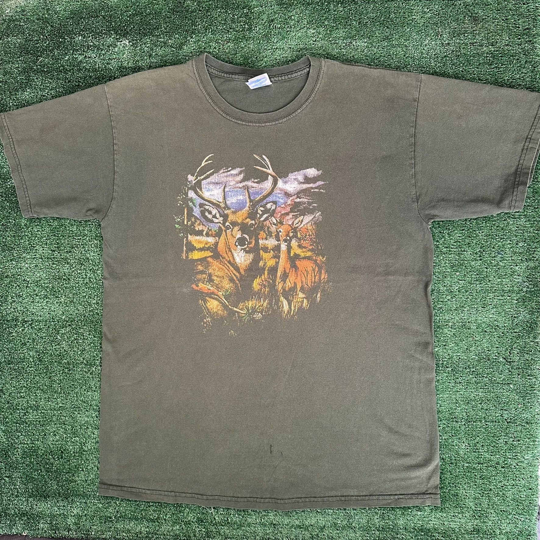 Vintage Vintage Y2K Deer Wildlife Painting T-Shirt Nature Animals We Size US L / EU 52-54 / 3 - 1 Thumbnail