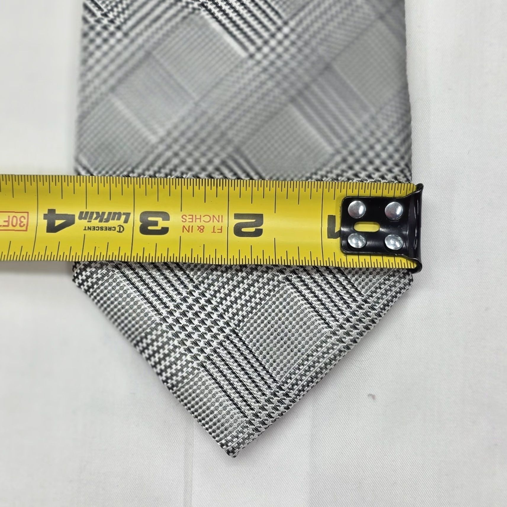 Vintage VINTAGE Beau Brummel Soho Tie Mens Black Silver Glen Plaid 100% Silk Necktie Old Money Size ONE SIZE - 4 Thumbnail