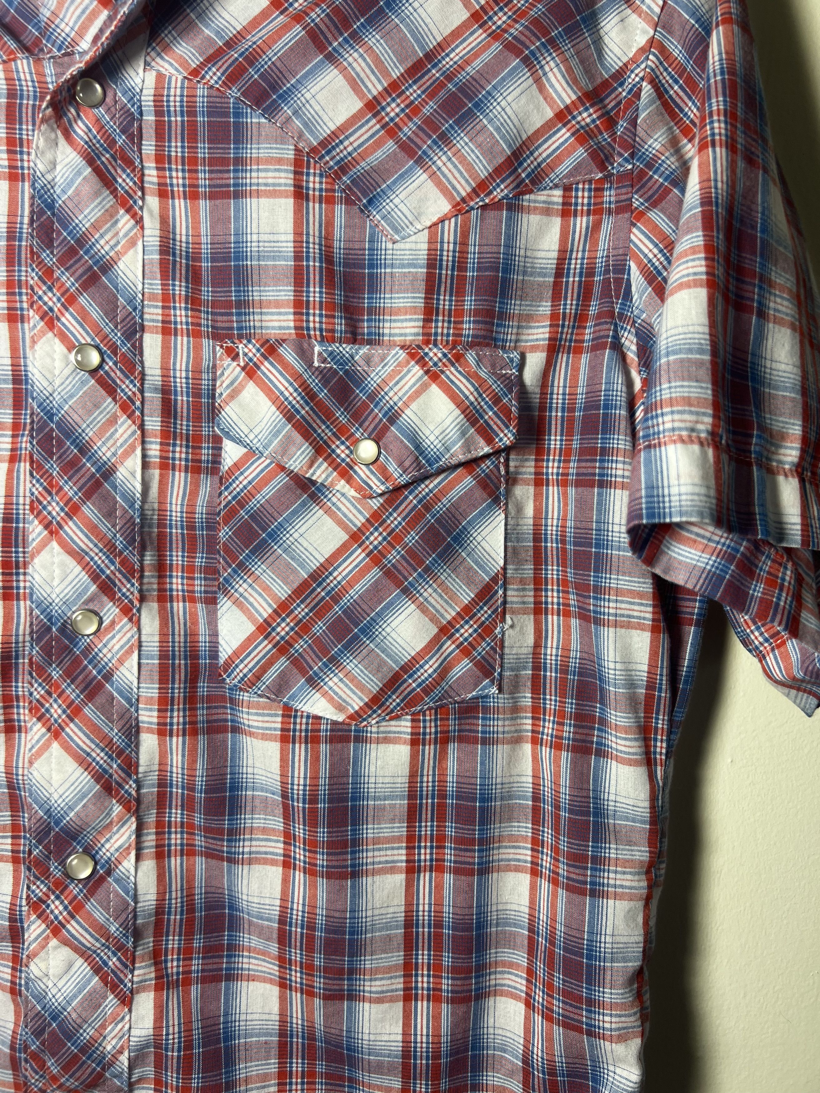 Wrangler Vintage Wrangler Red White Blue Plaid Pearl Snap Button Up Size US S / EU 44-46 / 1 - 3 Thumbnail