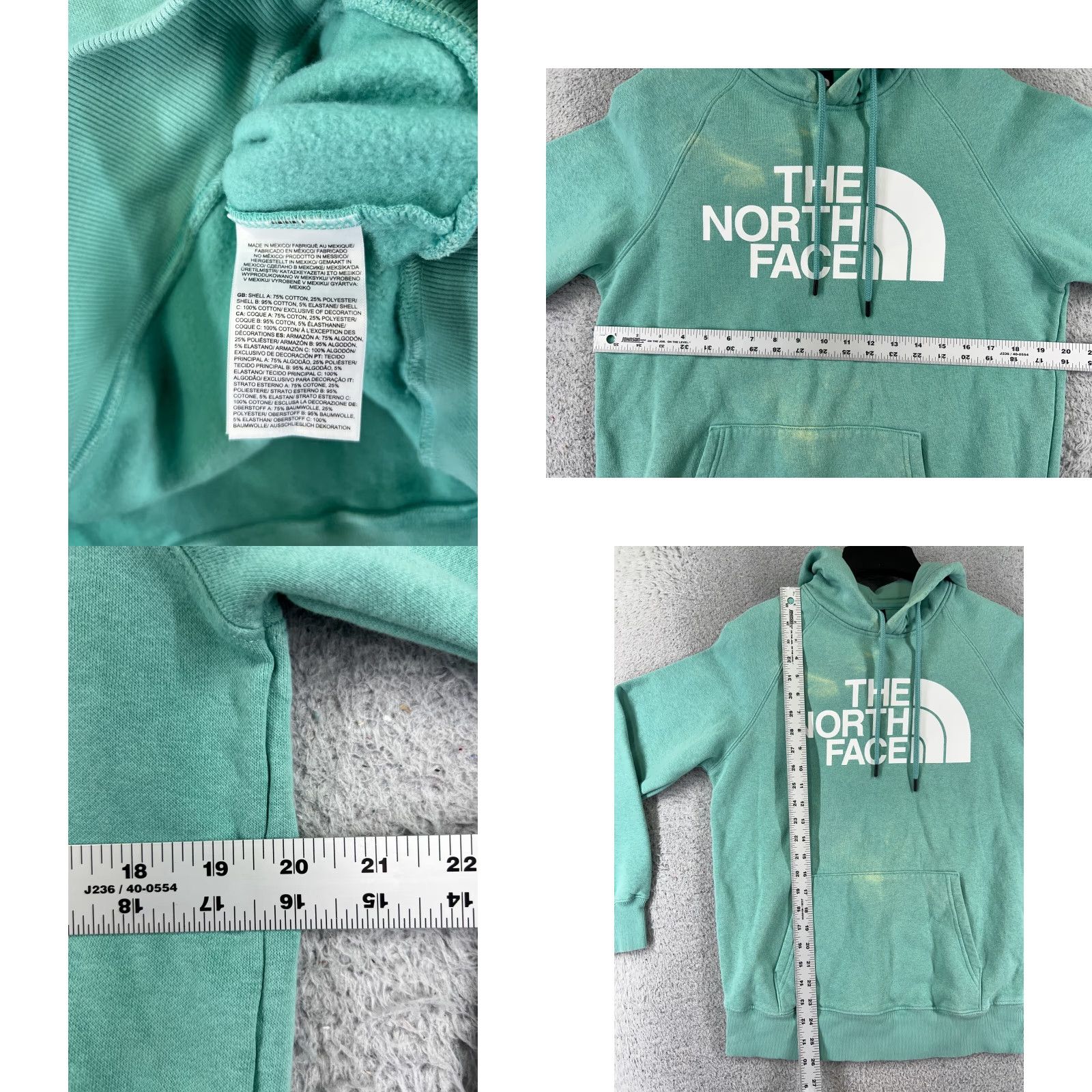 The North Face The North Face Hoodie Womens M Green Cotton Blend Pullover Floral Logo Activewear Size M / US 6-8 / IT 42-44 - 8 Thumbnail