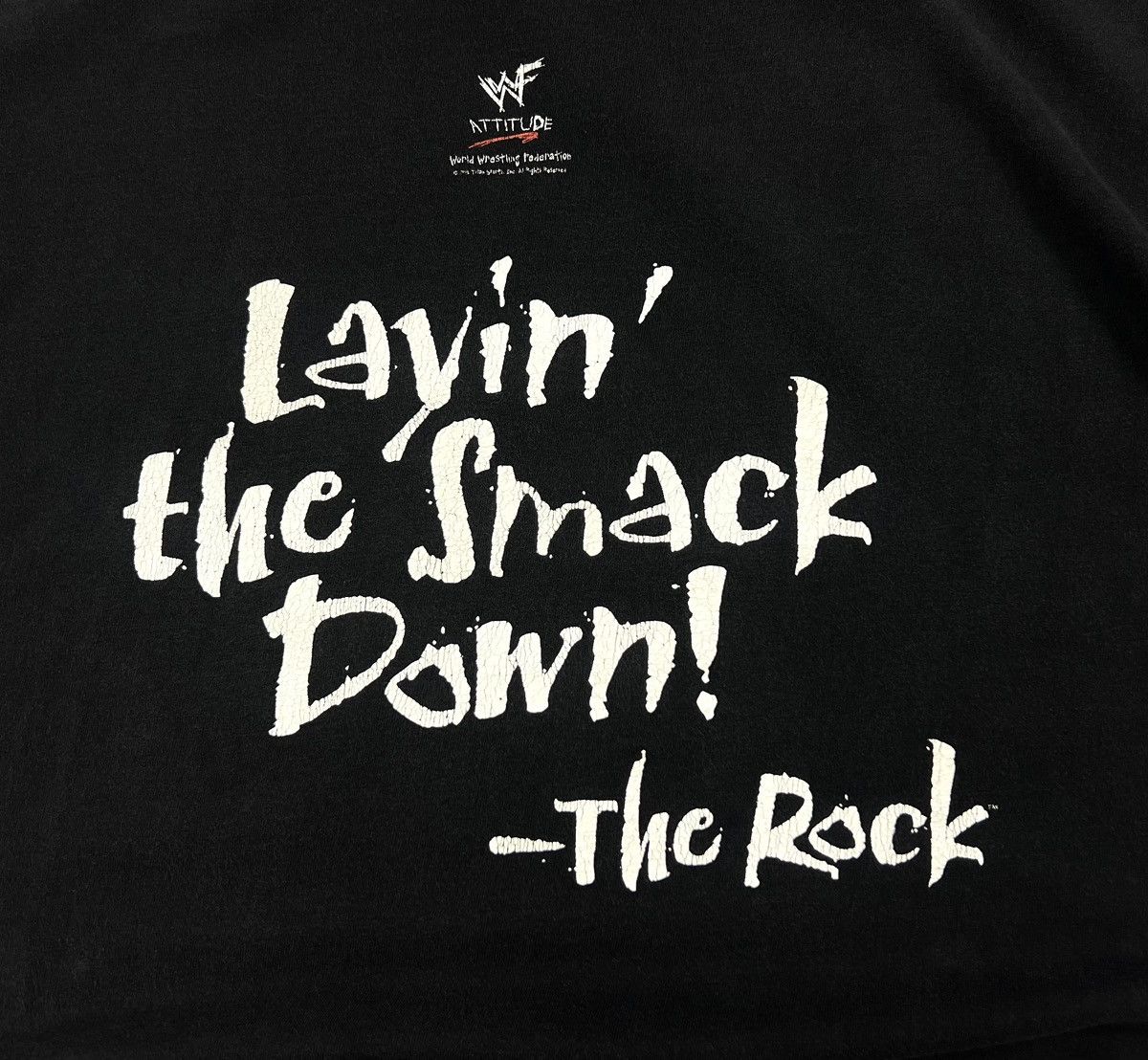 Vintage × WWE × WWF Vintage WWE WWF Wrestling 1998 T-Shirt The Rock Layin Size US M / EU 48-50 / 2 - 7 Thumbnail