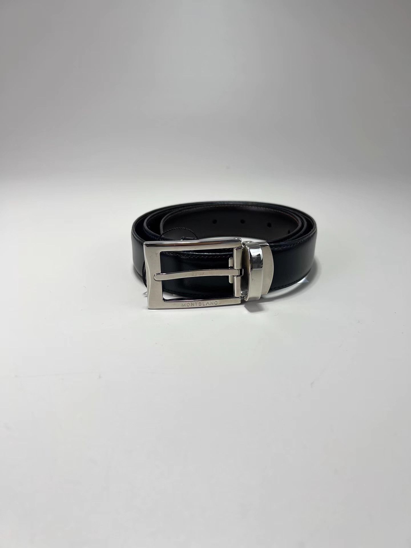 Montblanc MONTBLANC Black Leather Belt Size ONE SIZE - 1 Thumbnail