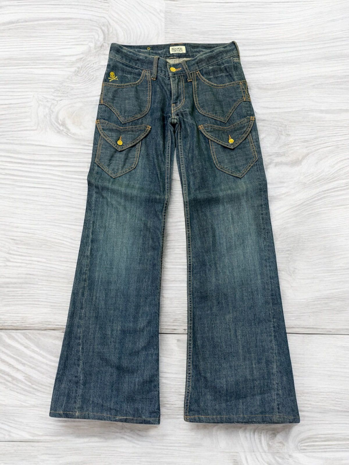 If Six Was Nine × Japanese Brand Flare KOOK & CHELICA Embroidered 6 Pocket Low Waist Denim Size US 28 / EU 44 - 2 Thumbnail