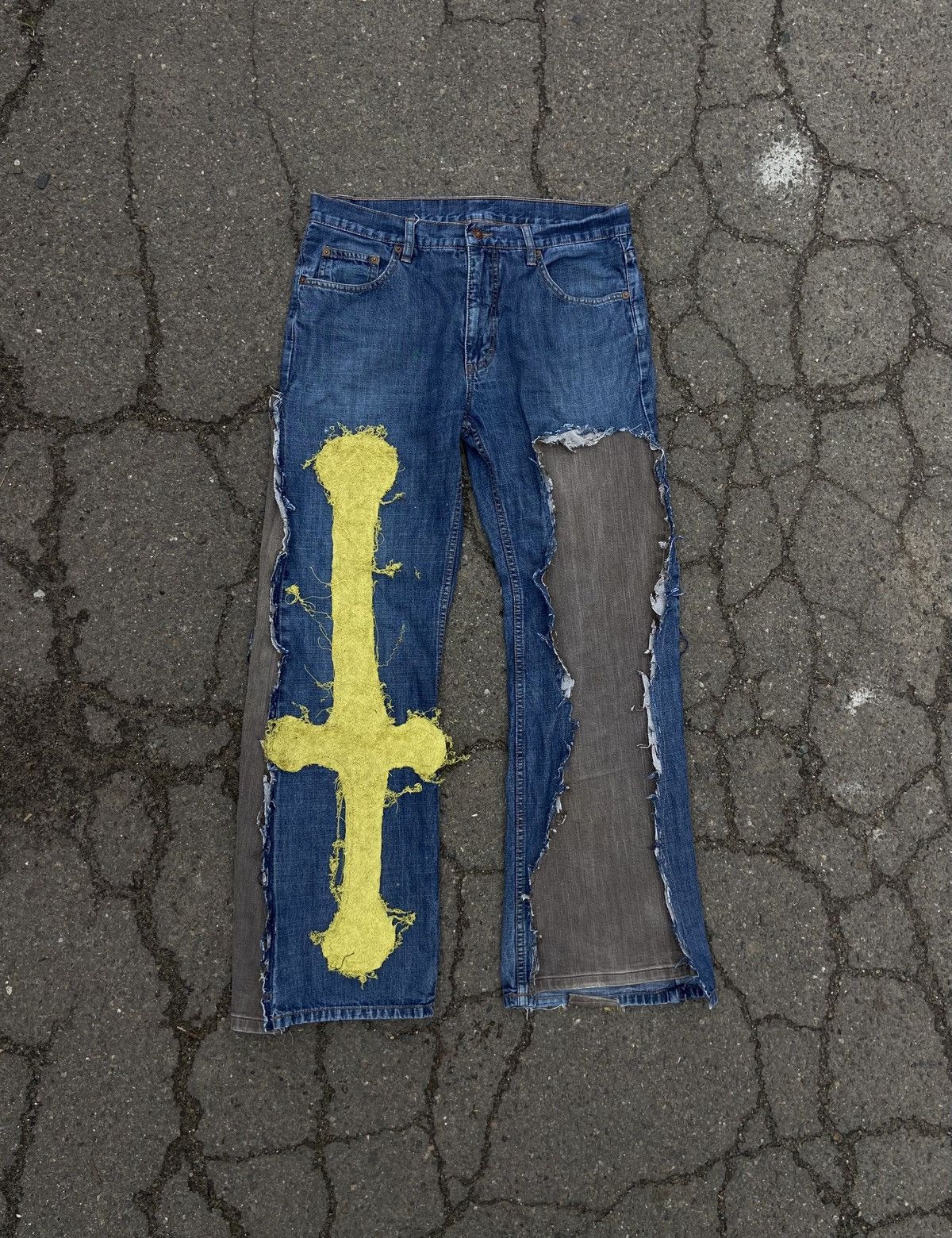 Handmade × Japanese Brand × Vintage Upcycled Jeans Size US 33 - 2 Thumbnail