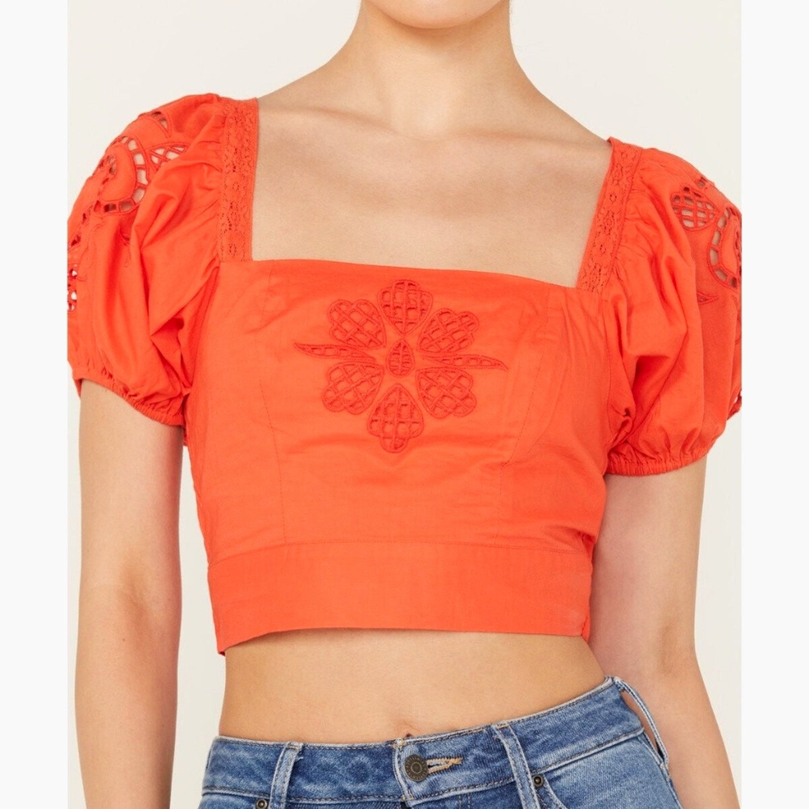 Other Band of the Free Tie Back Short Sleeve Entrada Top Orange S Size S / US 4 / IT 40 - 2 Thumbnail