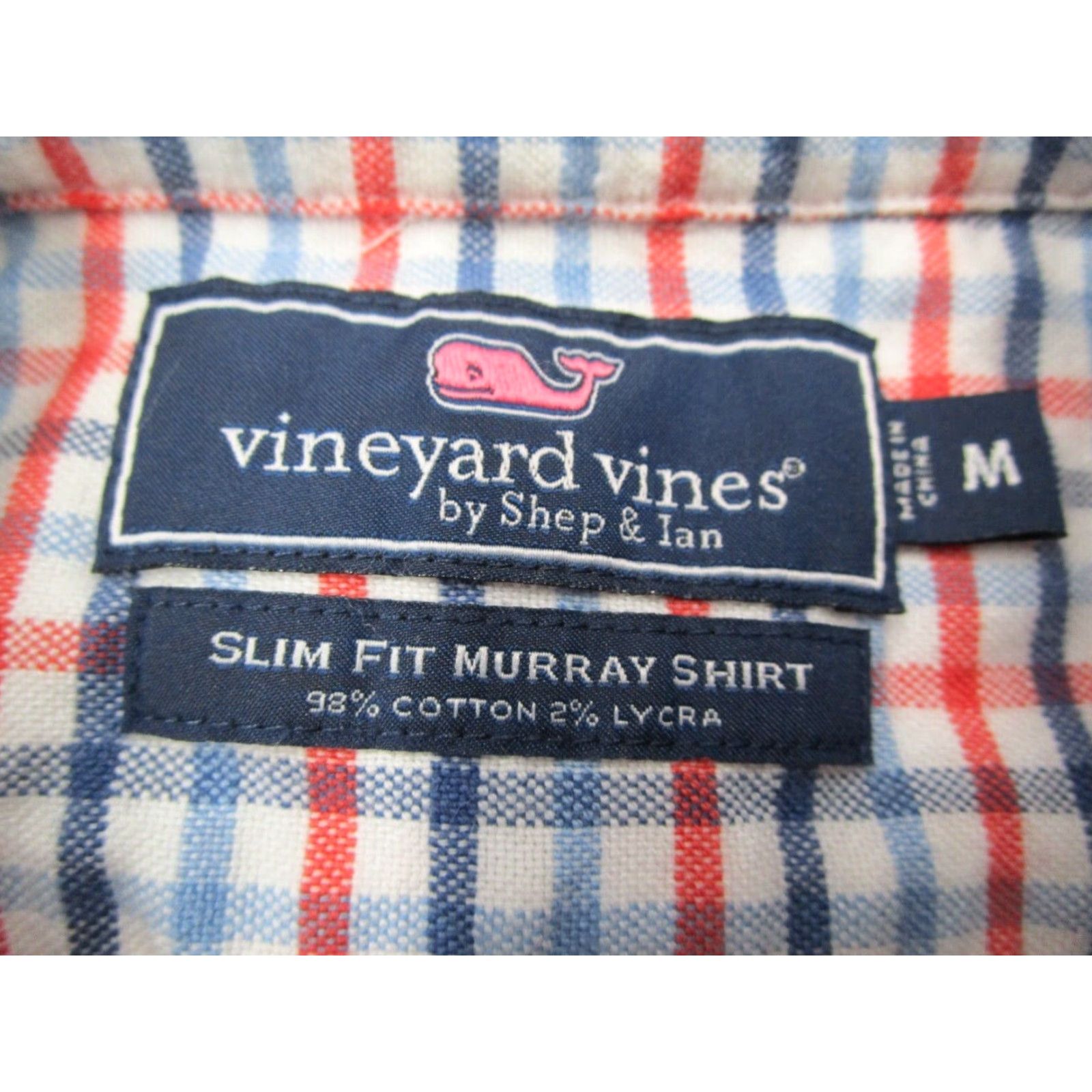 Vineyard Vines VINTAGE Vineyard Vines Men's Shirt Slim Fit Button-Up Casual Check Blue Cotton Blend M Size US M / EU 48-50 / 2 - 3 Thumbnail