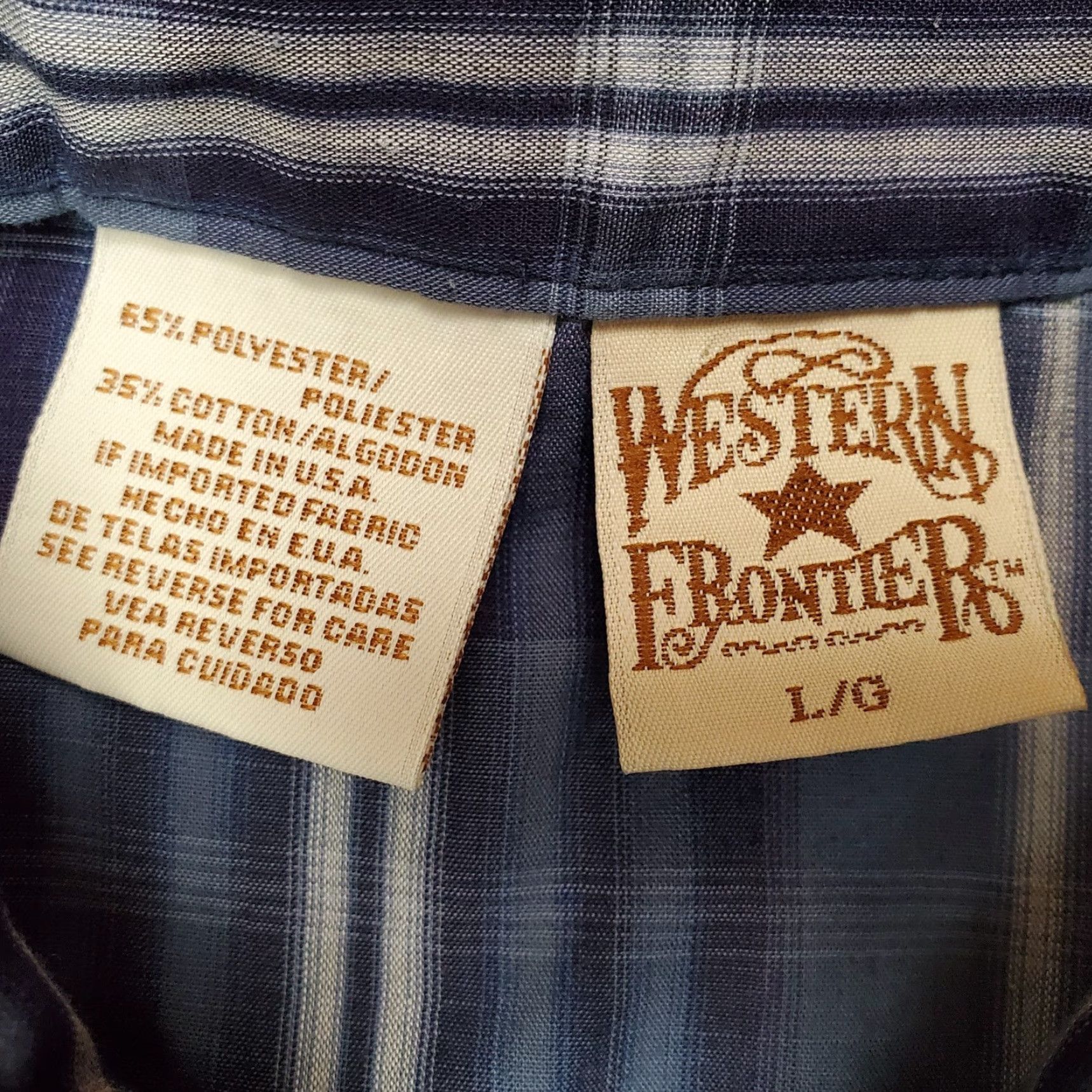 Vintage Western Frontier Shirt Mens L Blue Plaid Pearl Snap Long Sleeve Western Cowboy Shirt Size US L / EU 52-54 / 3 - 3 Thumbnail