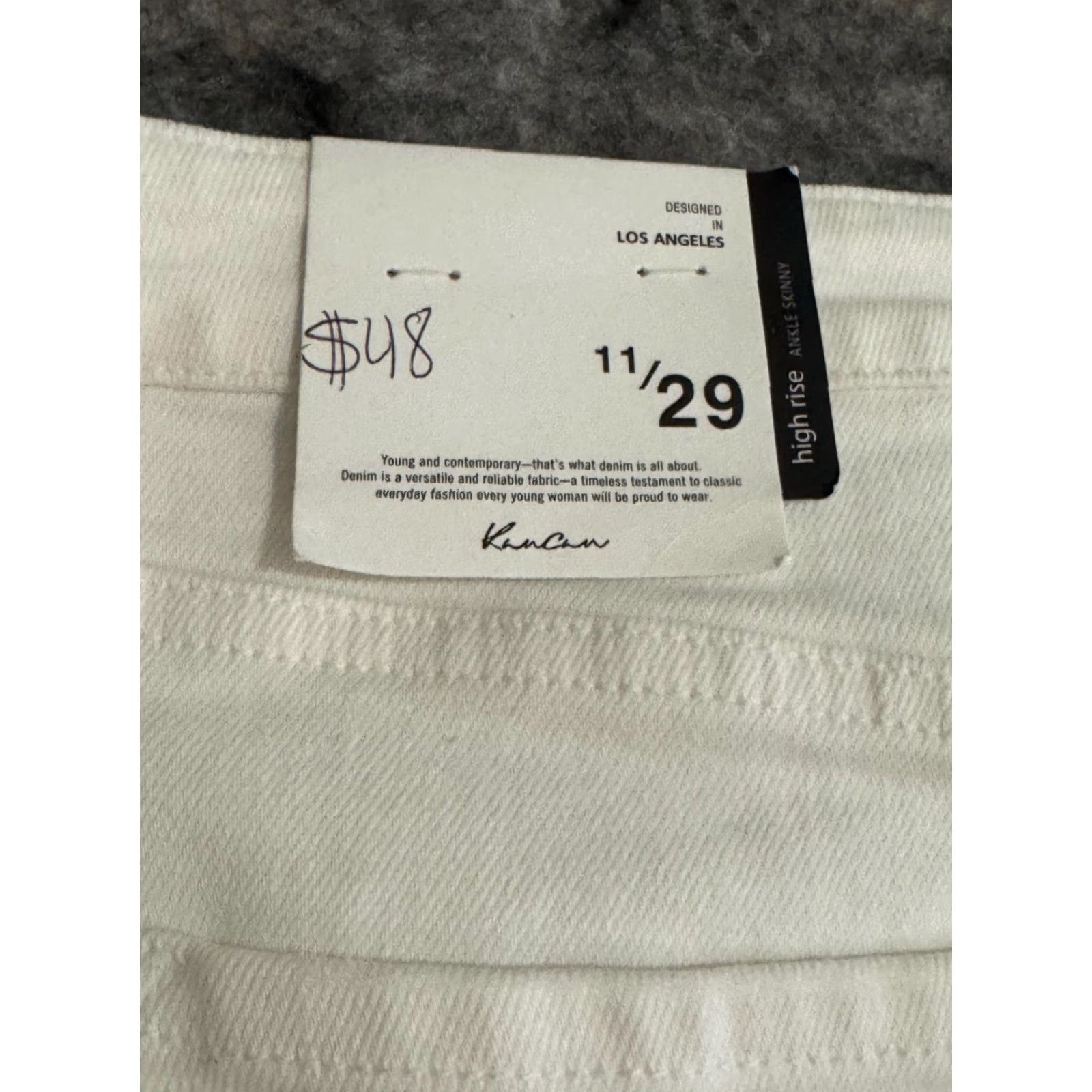 Vintage NWT KanCan Women Denim High Rise Ankle Skinny Pants White 11/29 Zip Closure Cotton Polyester Spandex Rayon Jeans Shoes?? Size 32" / US 10 / IT 46 - 5 Thumbnail