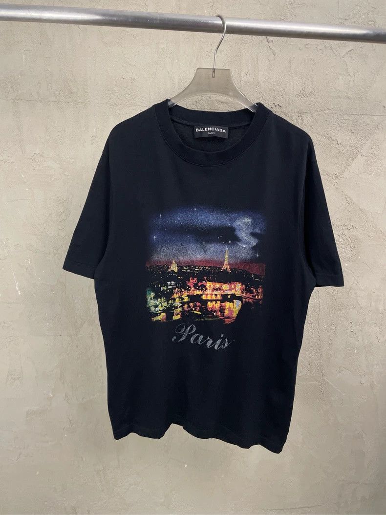 Balenciaga Black Night Print Short Sleeve T-Shirt 2502-Next