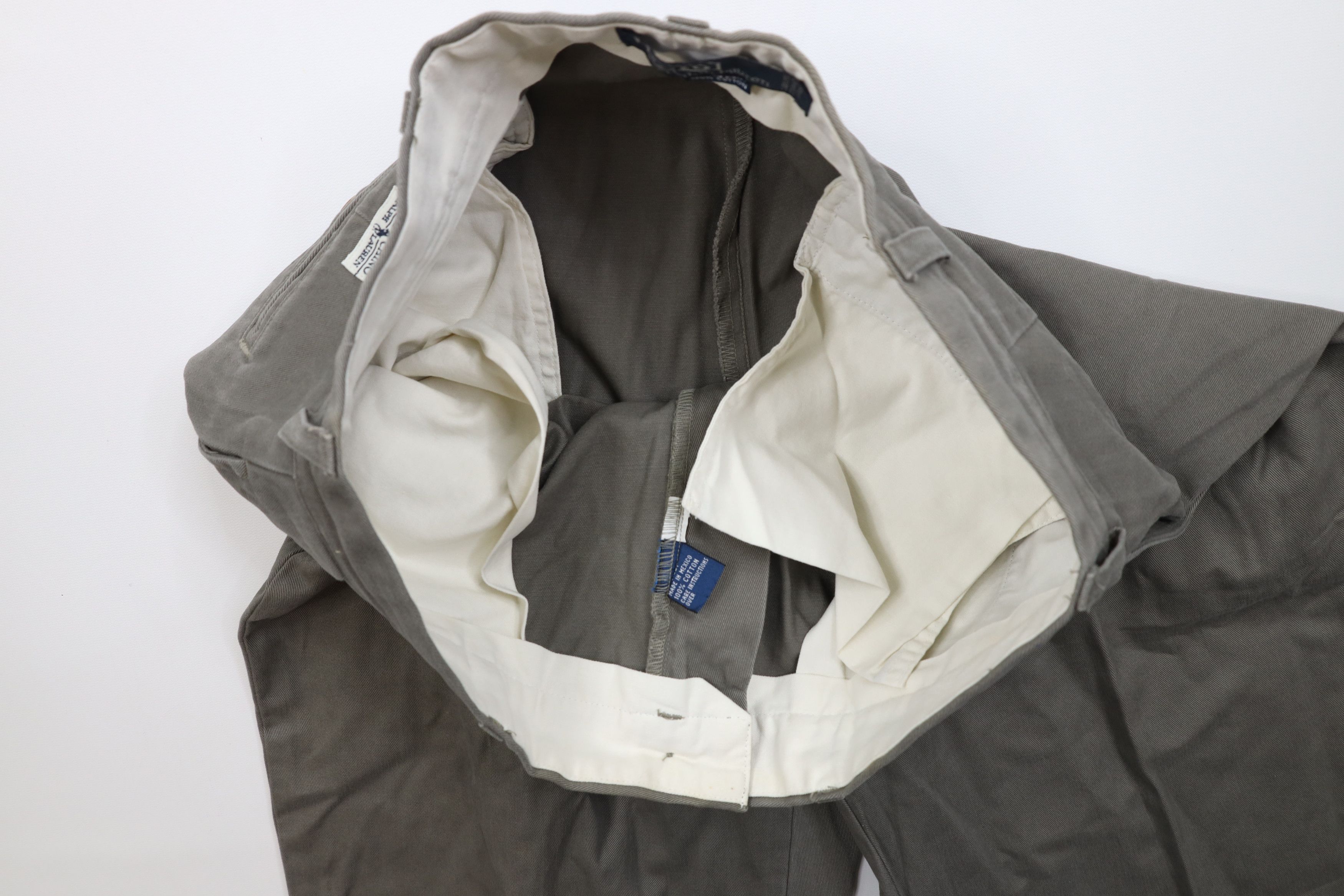 Ralph Lauren Vintage 90s Ralph Lauren Wide Leg Chino Pants Gray Cotton Size US 34 / EU 50 - 9 Thumbnail