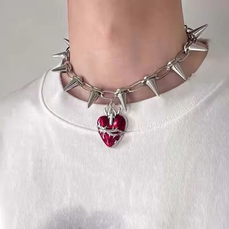 Jewelry Red Heart Pendant Necklace Size ONE SIZE - 1 Thumbnail