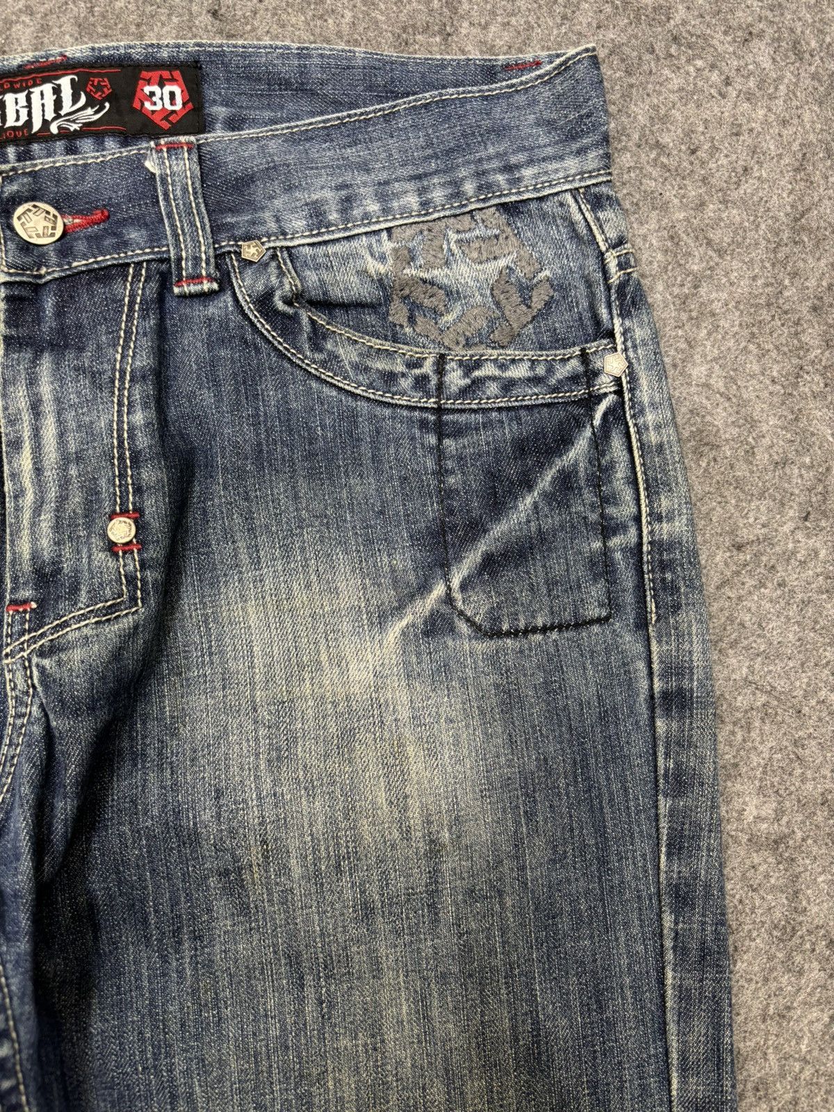 Japanese Brand 💥Dragon Embroidery💥Tribal Insane Blue Wash Denim F652 Size US 34 / EU 50 - 5 Thumbnail