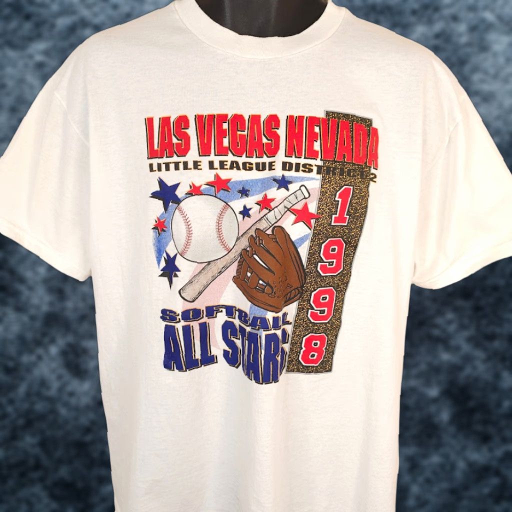 Hanes VINTAGE Hanes T-Shirt Mens Size Large White 1998 Las Vegas Little League Softball All Stars 90s Size US L / EU 52-54 / 3 - 1 Thumbnail
