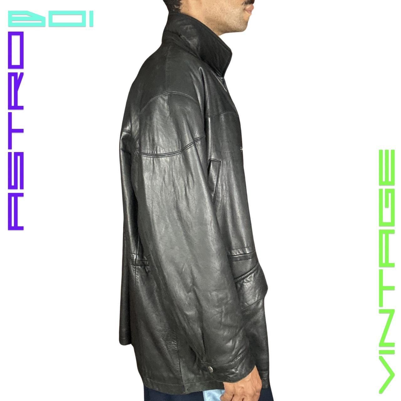 VINTAGE 90s PHILIPPE MONET BLACK LEATHER JACKET _ LARGE