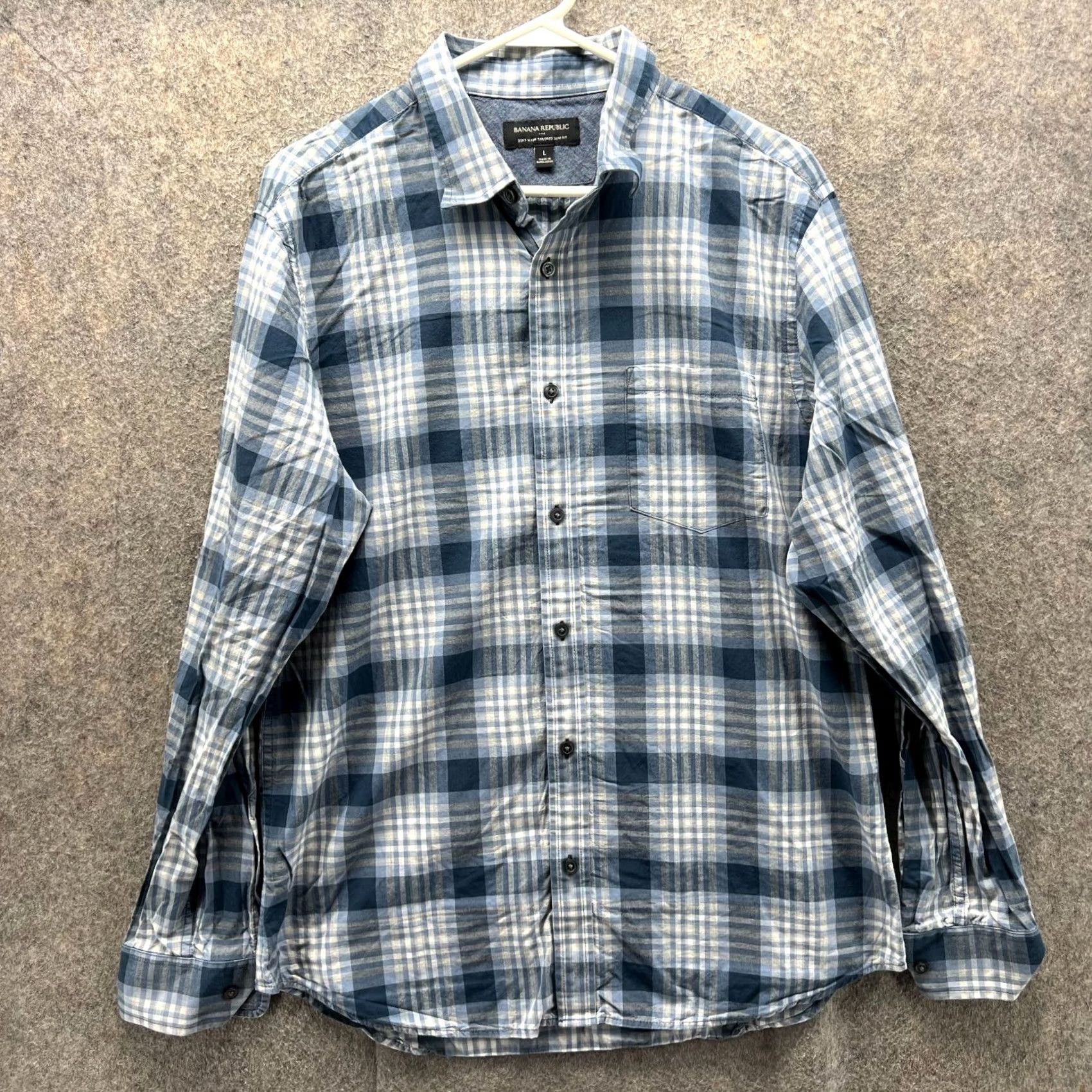 Banana Republic VINTAGE Banana Republic Shirt Men Large Blue Button Down Tailored Slim Plaid Flannel Vintage Size US L / EU 52-54 / 3 - 2 Thumbnail