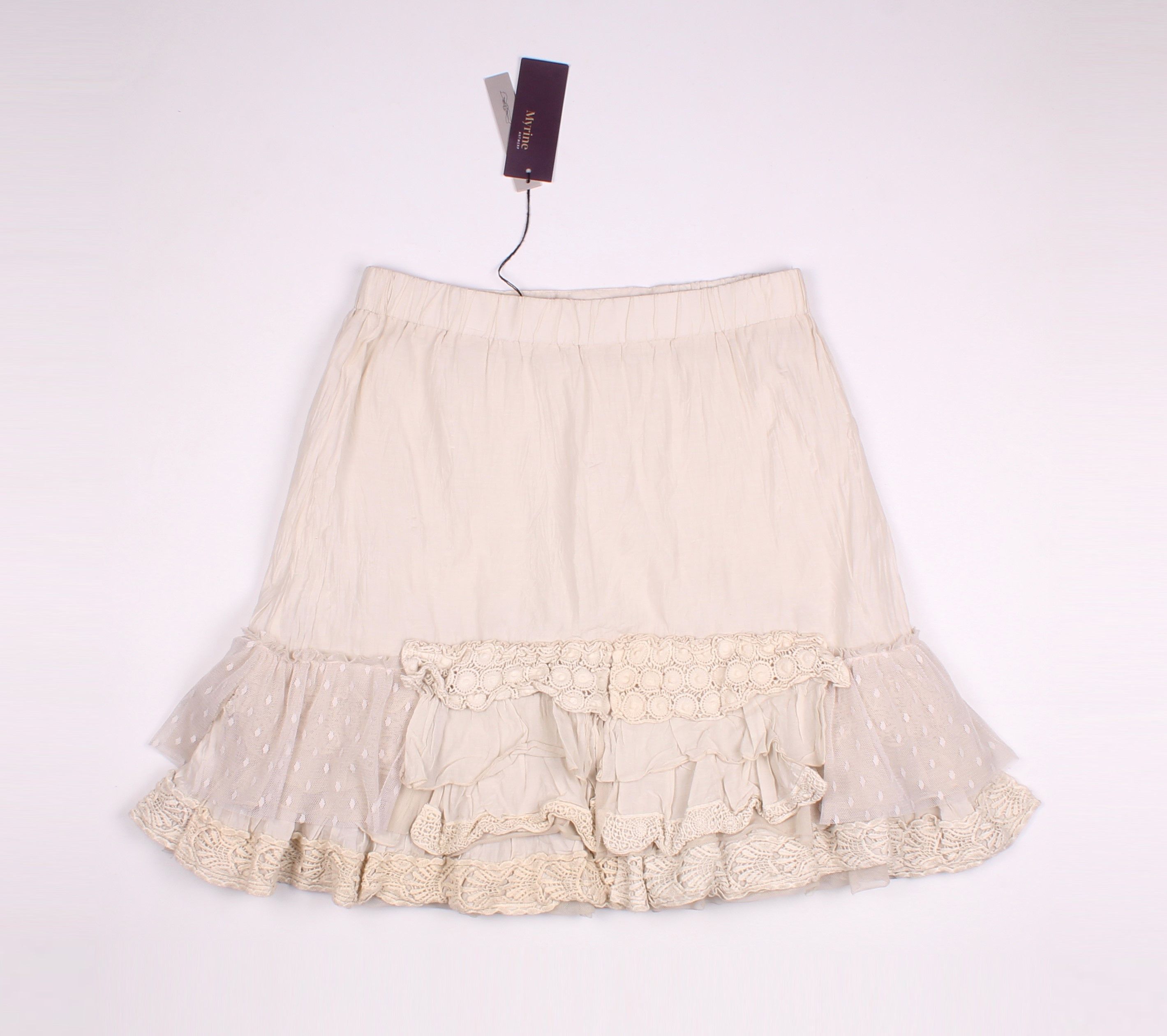 Vintage Myrine Antwerp Gray/Beige Cottage Fairy Y2K Skirt Size 28" / US 6 / IT 42 - 8 Thumbnail